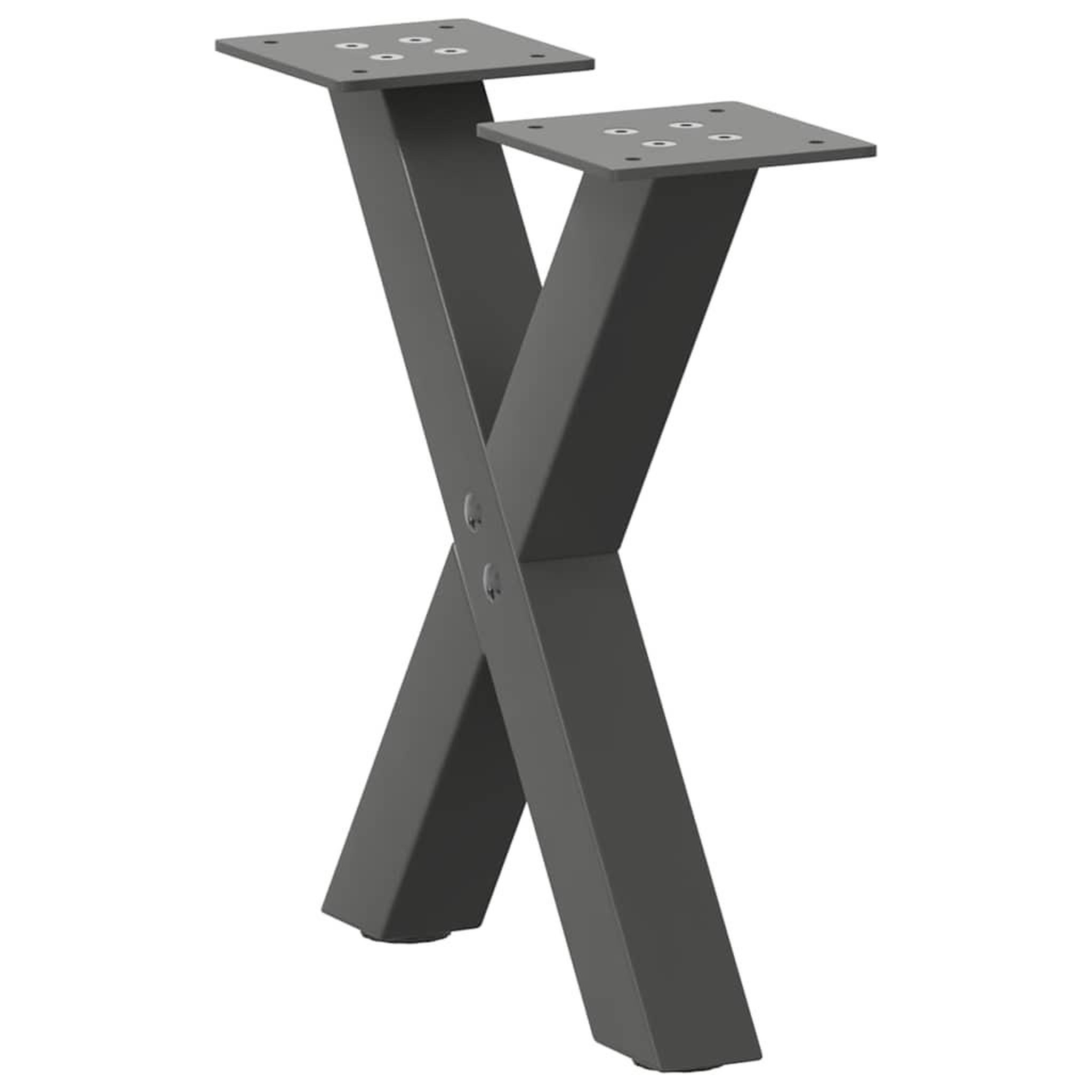 VIDAXL Pieds de table basse forme de X 2 pcs anthracite 37x(30-31) cm