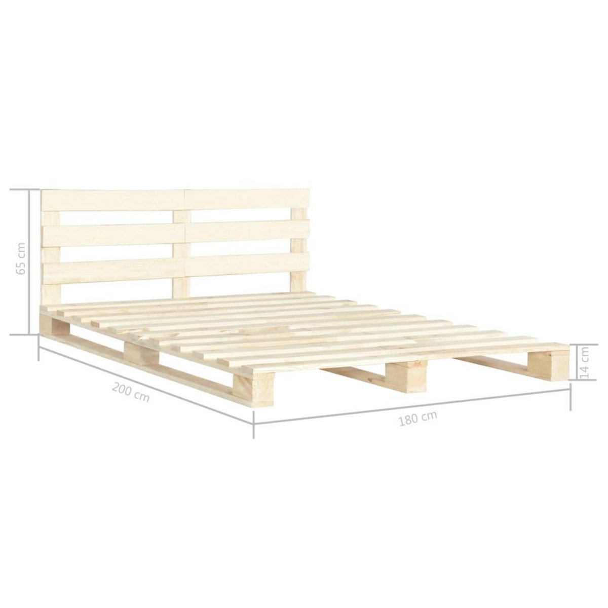 VIDAXL Cadre de lit de palette sans matelas bois massif pin 180x200 cm