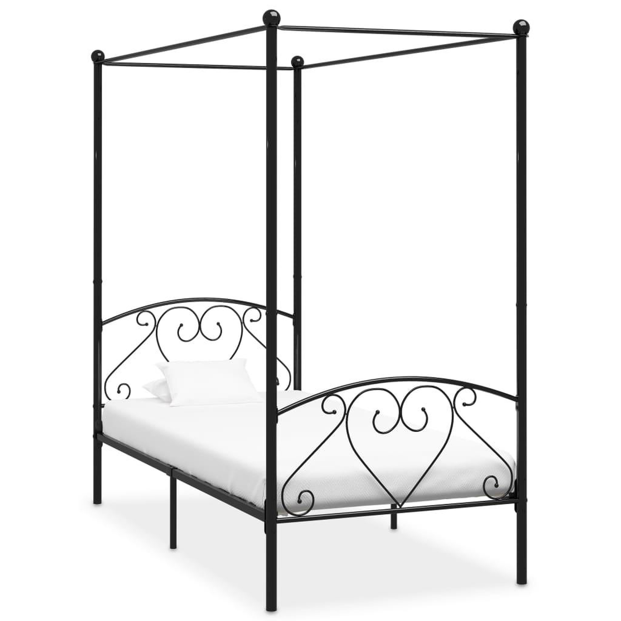 Voir la diapositive 1 : VIDAXL Cadre de lit a baldaquin Noir Metal 120 x 200 cm