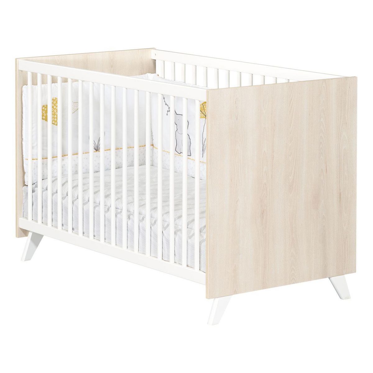 BABY PRICE  Lit bébé sommier réglable  60x120cm SCANDI coloris naturel  