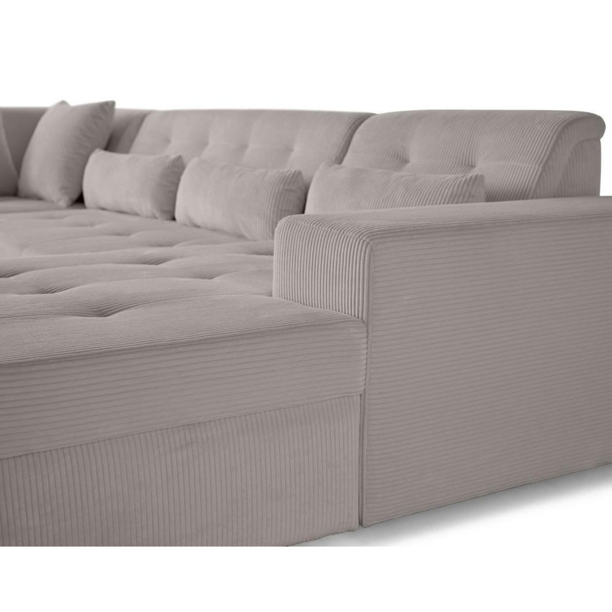 LISA DESIGN Vermont - canapé panoramique d'angle gauche - 7 places - en velours côtelé