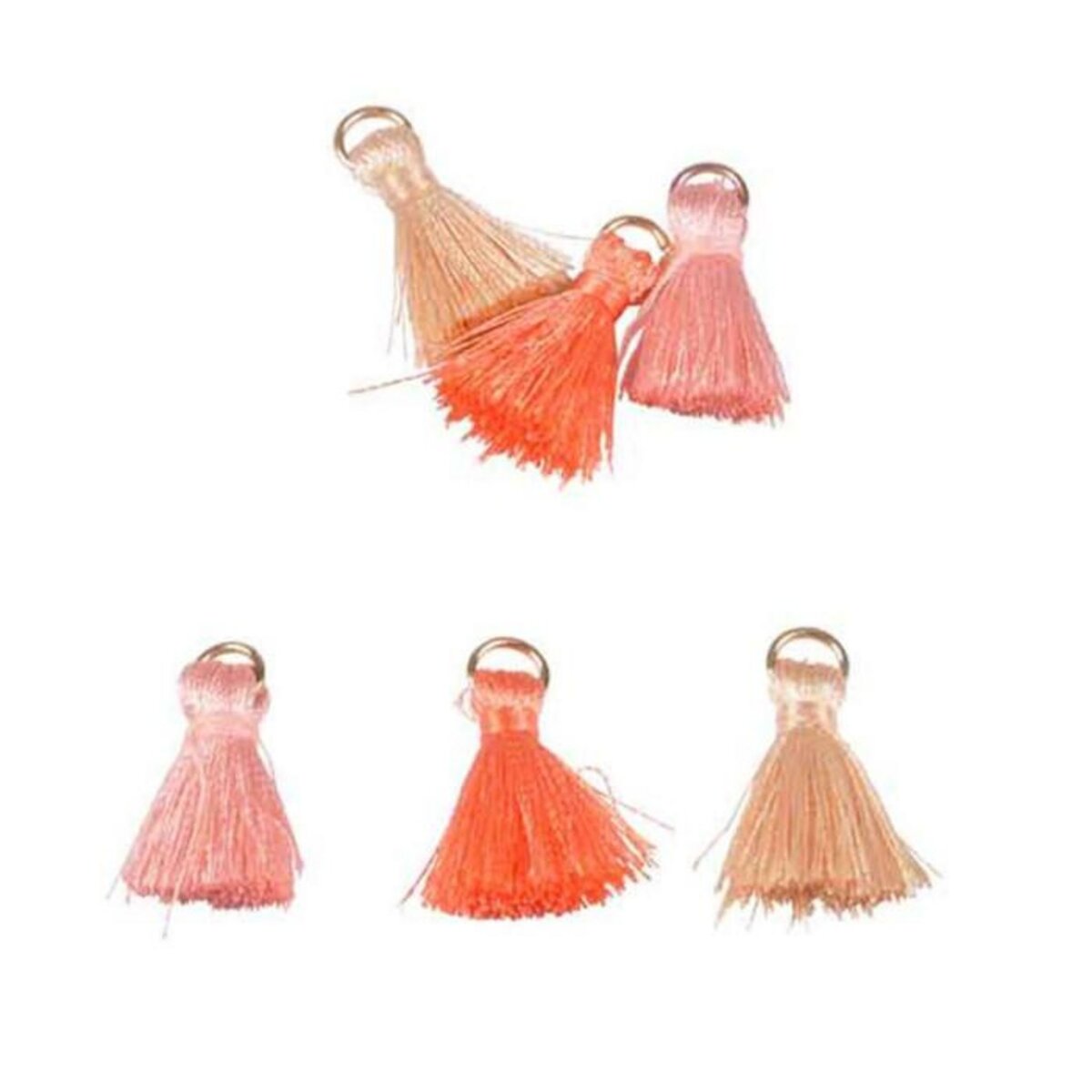 Paris Prix Lot de 6 Mini Pompons  Bijoux  1cm Rose & Corail