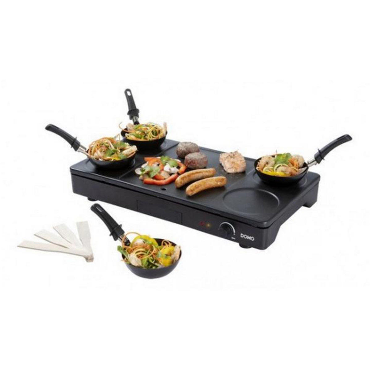 Domo Set mini woks, crêpière et gril 1000w noir - do8712w