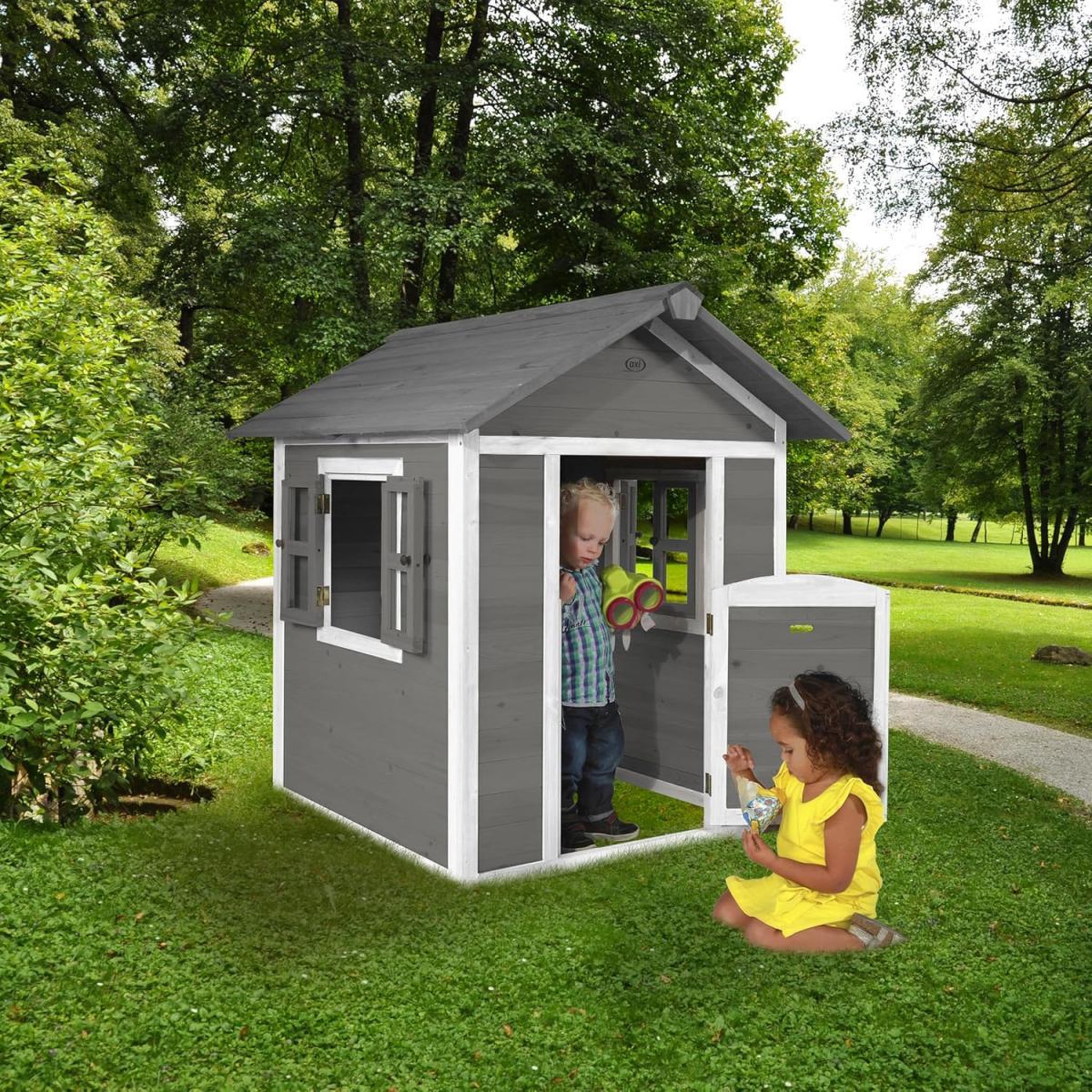 Voir la diapositive 2 : Axi House Maisonnette Lodge gris blanc