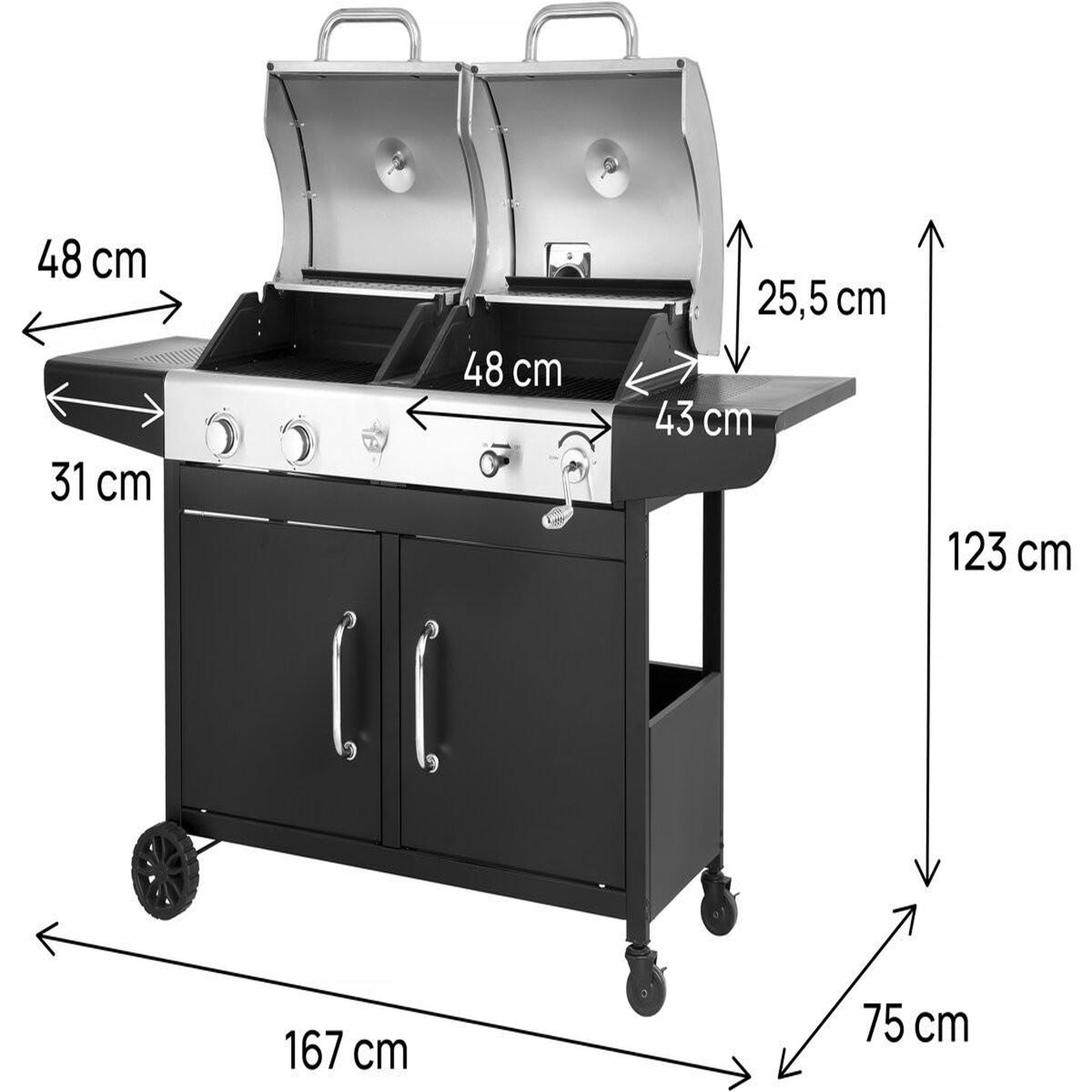 Voir la diapositive 3 : Habitat et Jardin Barbecue gaz et charbon 2 en 1 en métal  western  - noir