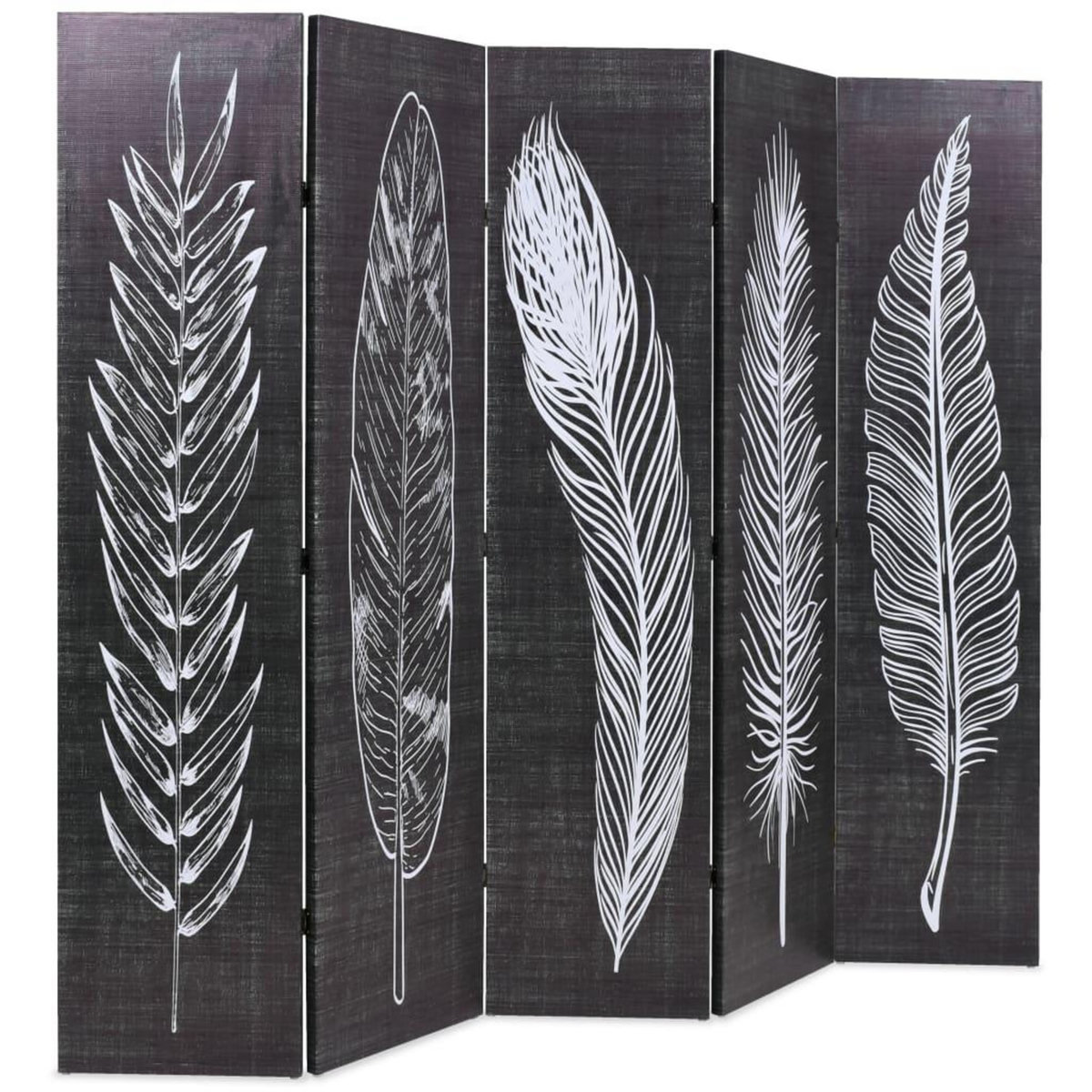 VIDAXL Cloison de separation pliable 200 x 170 cm Plumes Noir et blanc