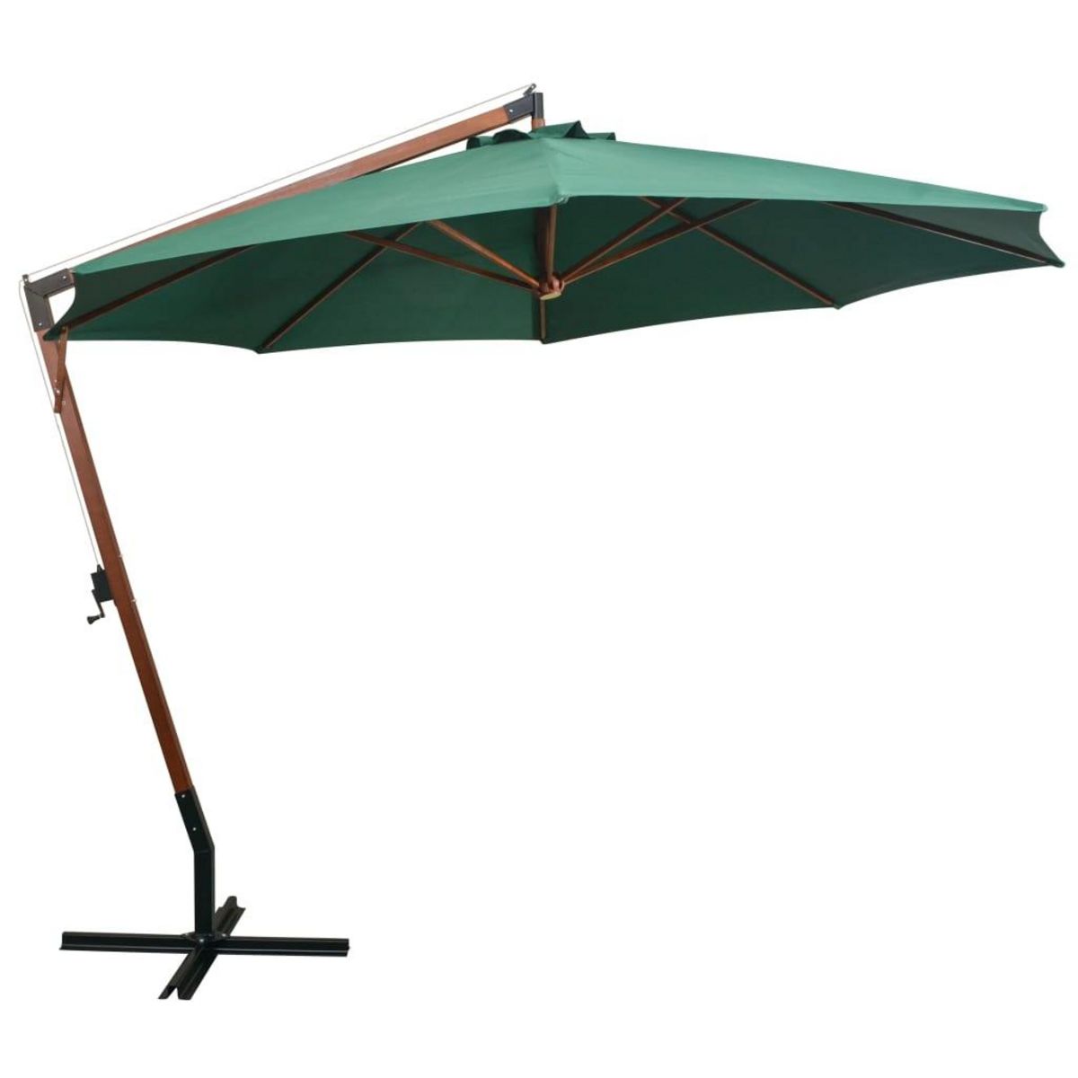 VIDAXL Parasol suspendu avec poteau en bois 350 cm vert