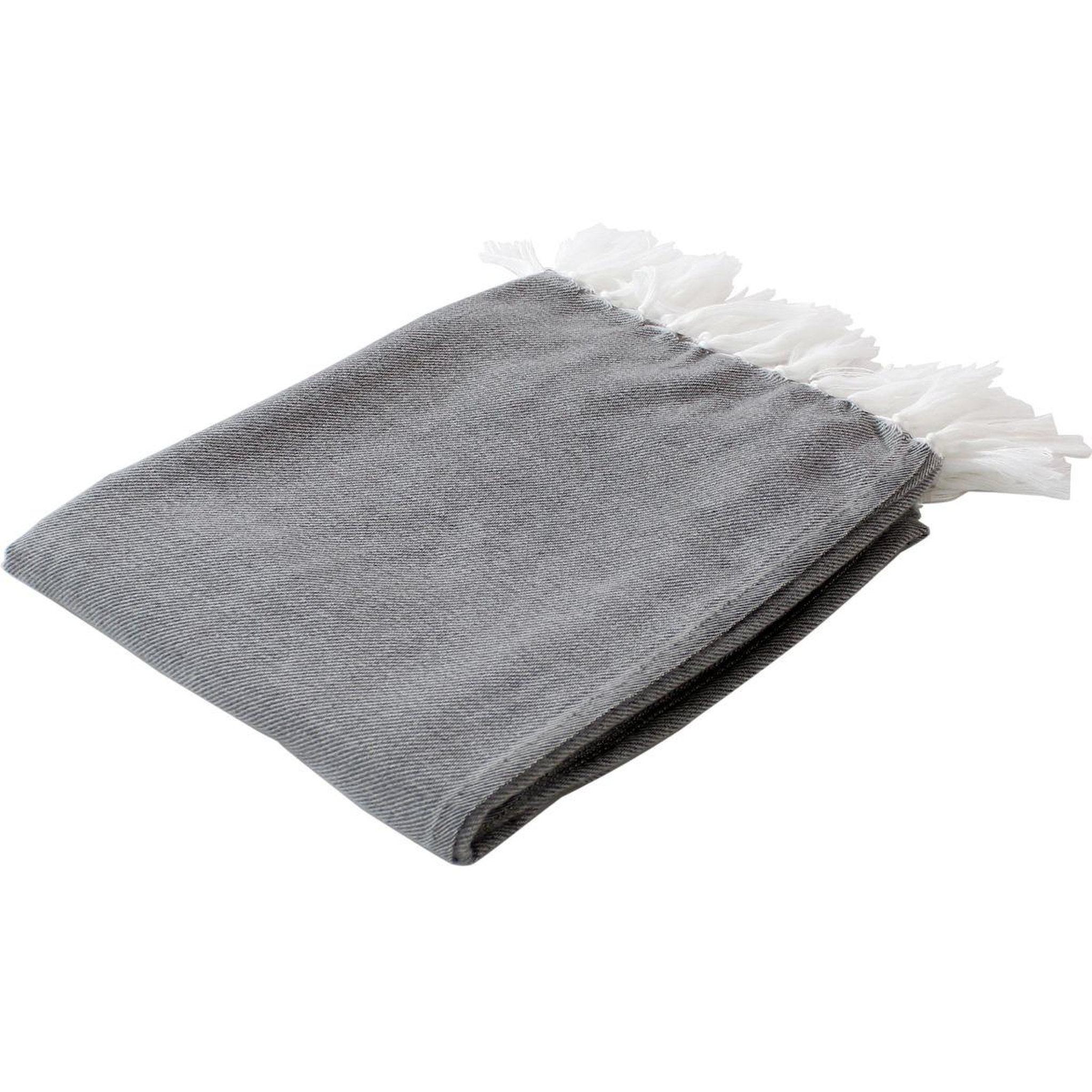 ENJOY HOME Plaid uni à franges xl  dobby  180x220cm gris foncé