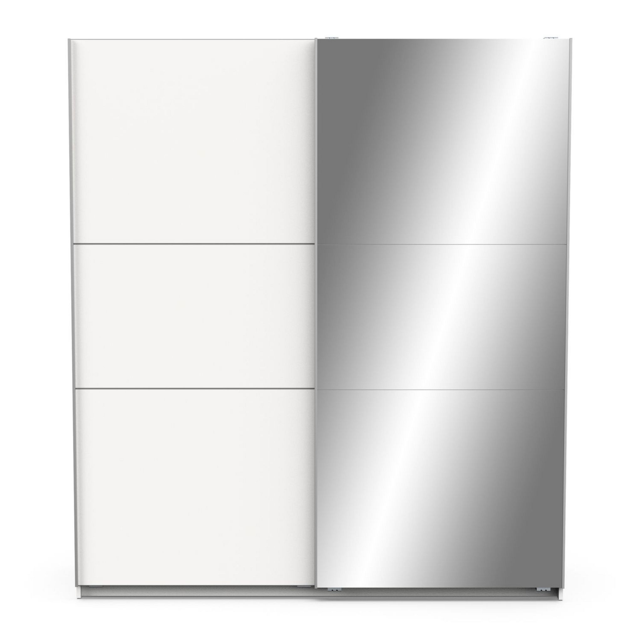 Armoire 2 portes coulissantes 1 miroir L180 cm THIBAULT. Coloris disponibles : Bois, Blanc