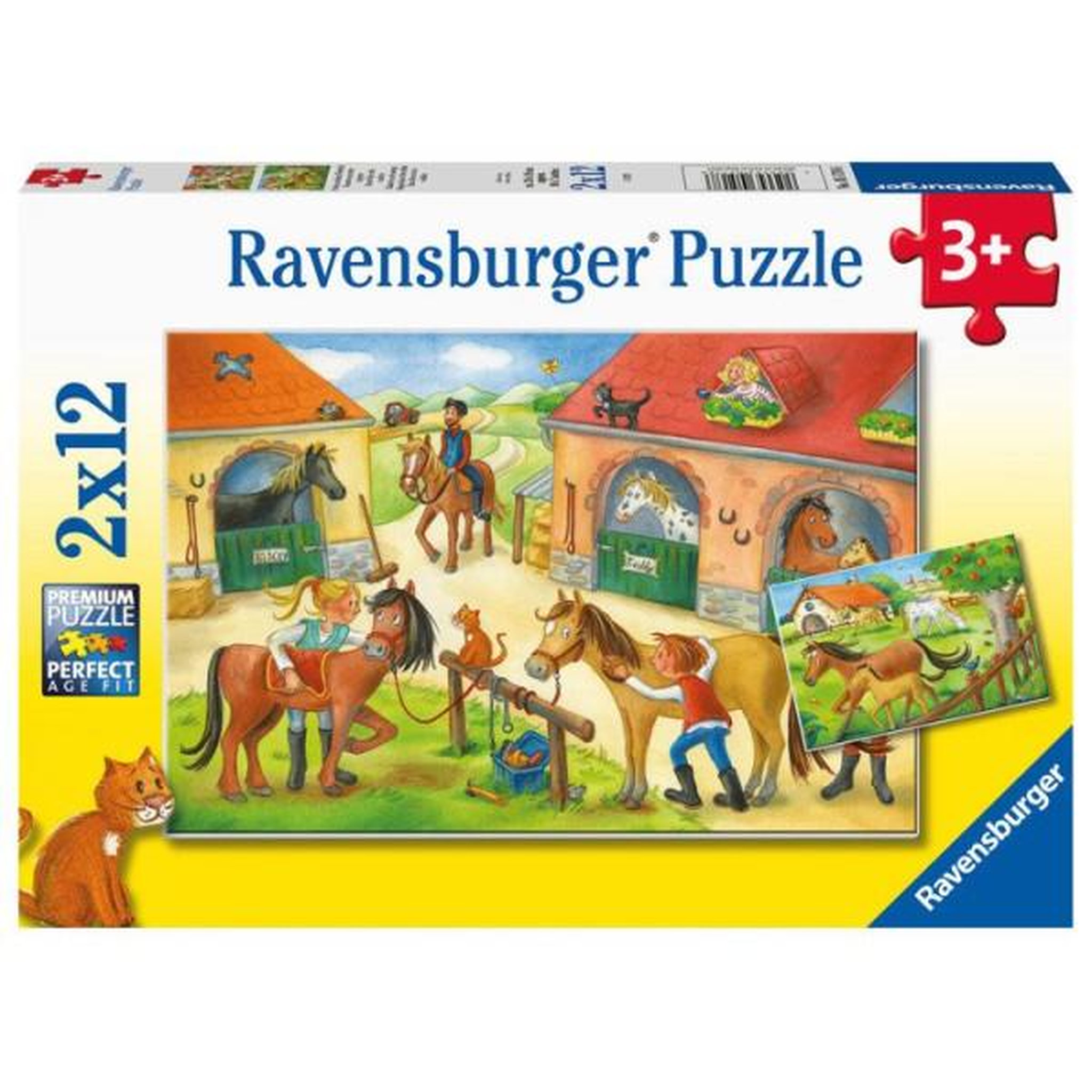 RAVENSBURGER Puzzle enfant ravensburger vakantie op de manege - 2 x 12 pieces - animaux