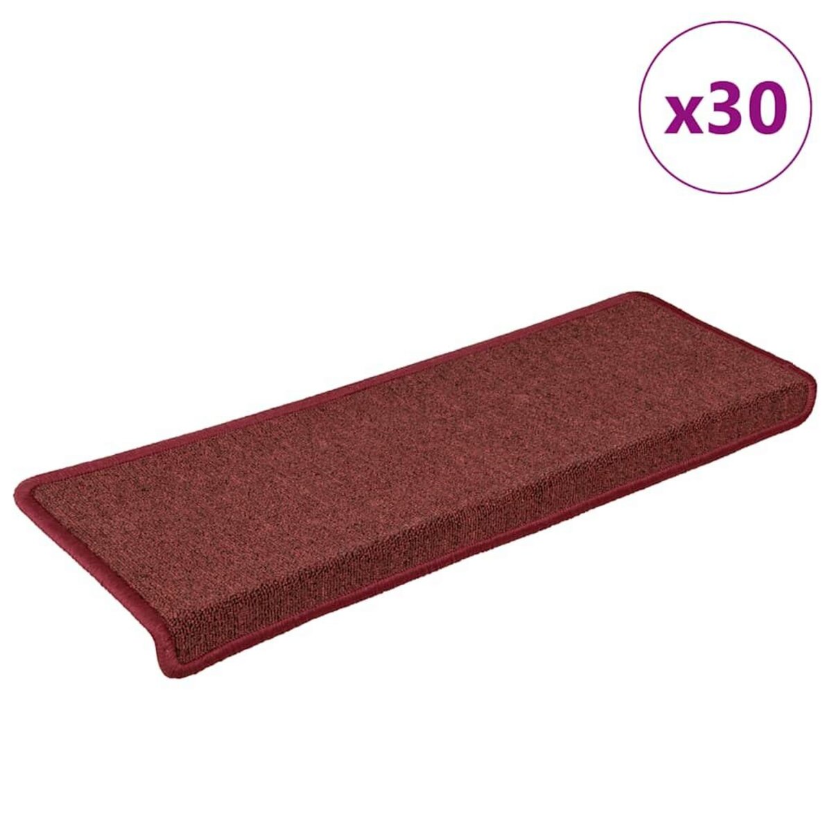 VIDAXL Tapis d'escalier 30 pcs 65x21x4 cm rouge mat