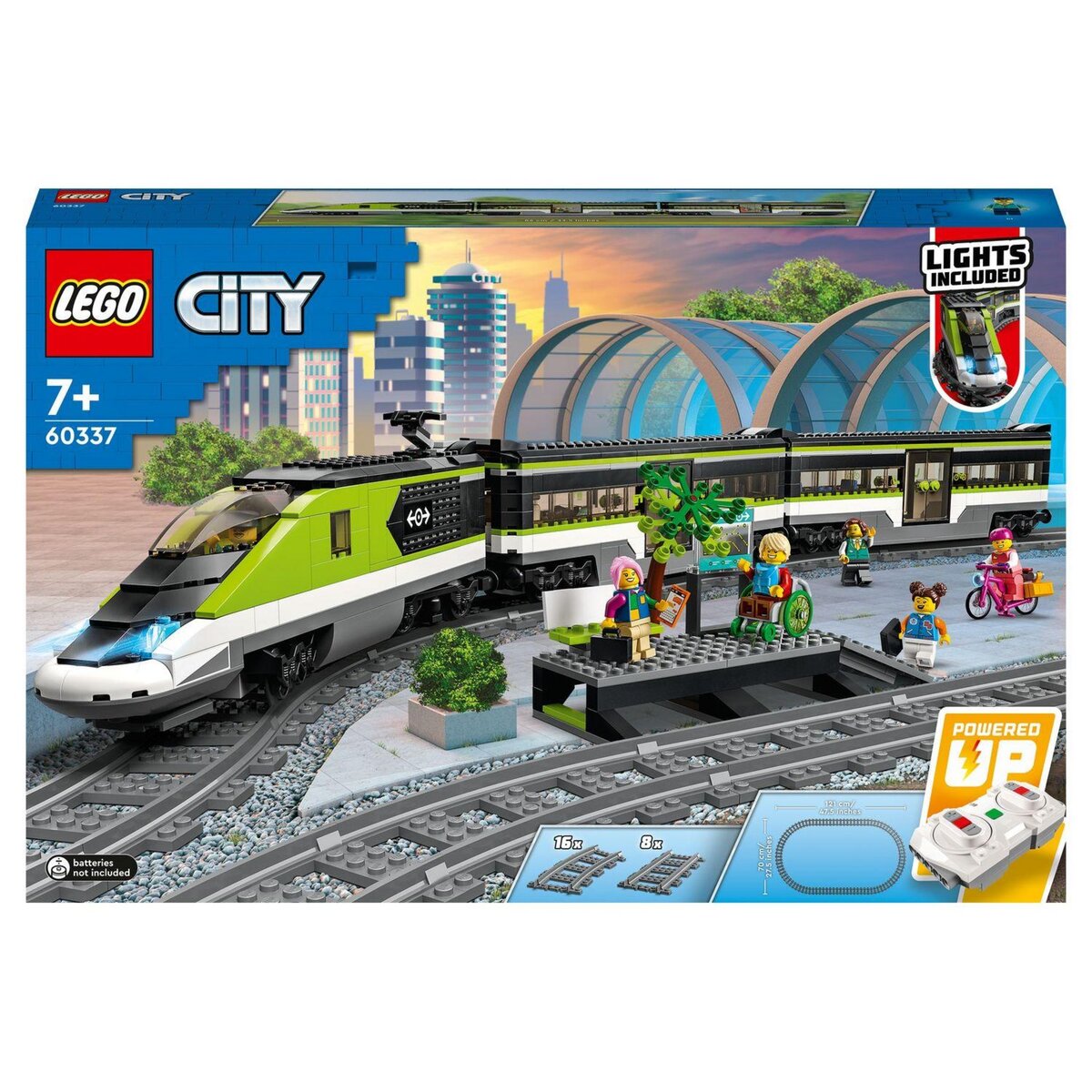 LEGO City 60337 Le Train de Voyageurs Express, Jouet Télécommandé avec Phares Fonctionnels