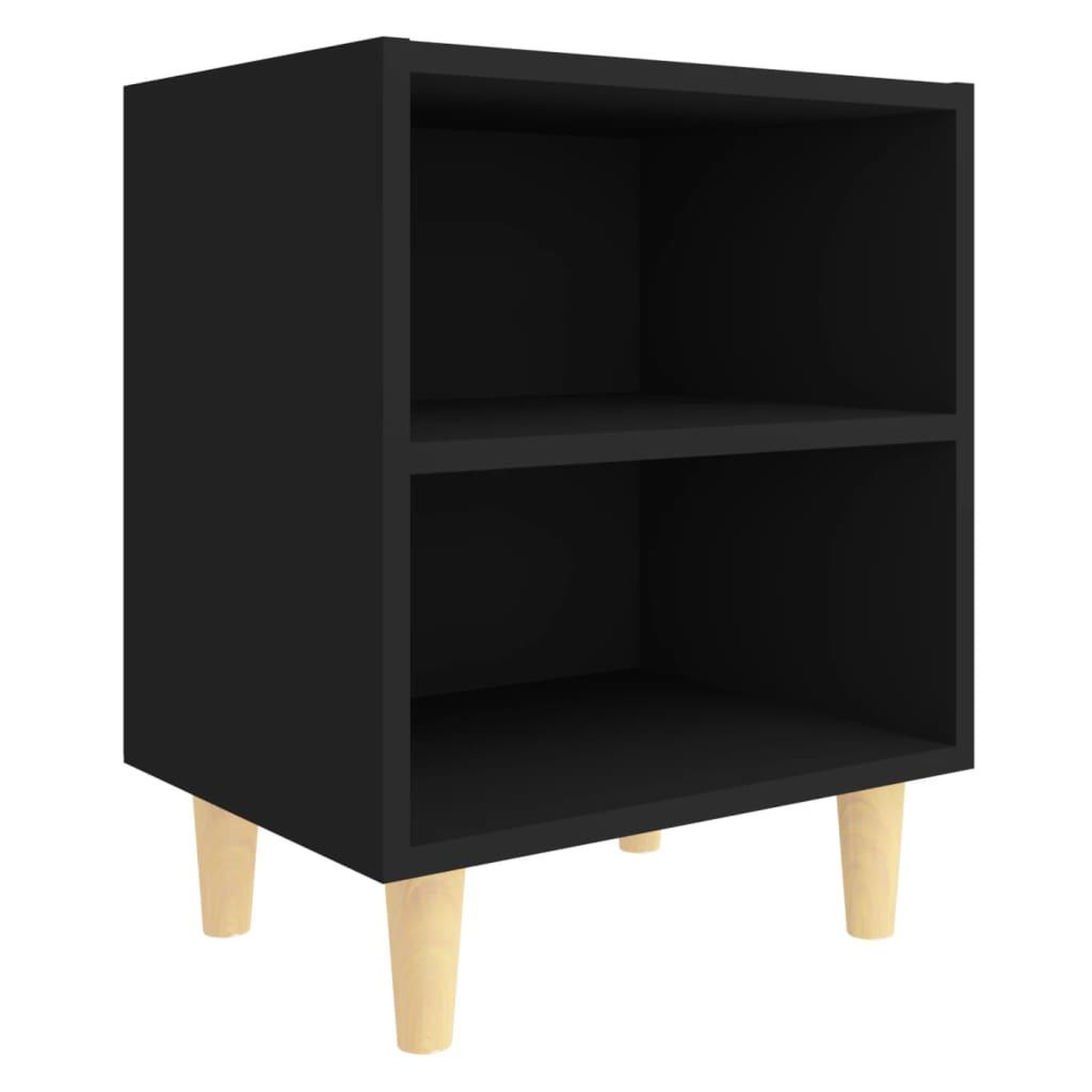 Voir la diapositive 2 : VIDAXL Table de chevet avec pieds en bois massif Noir 40x30x50 cm