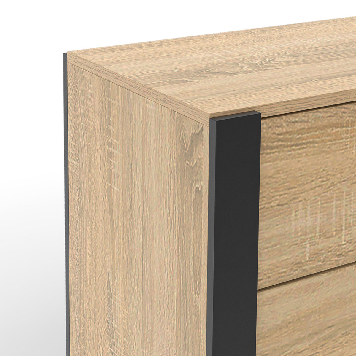 ID MARKET Commode 6 tiroirs ONYX 115 cm bois et noir