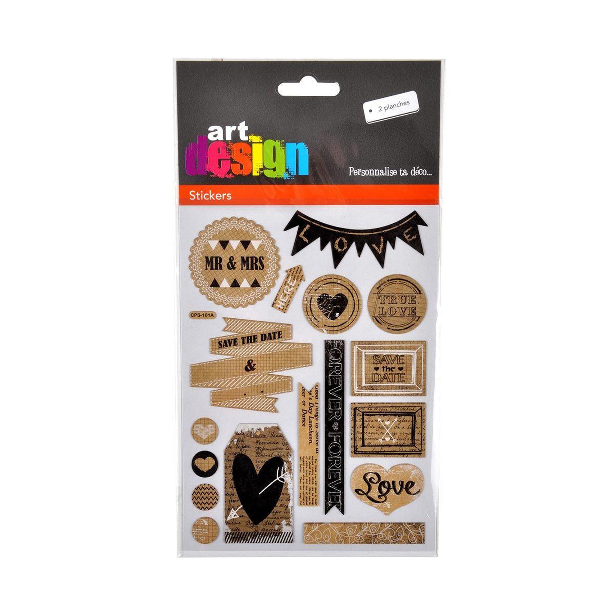 Voir la diapositive 2 : HOMEA Lot de 2 planches de stickers  love  naturel