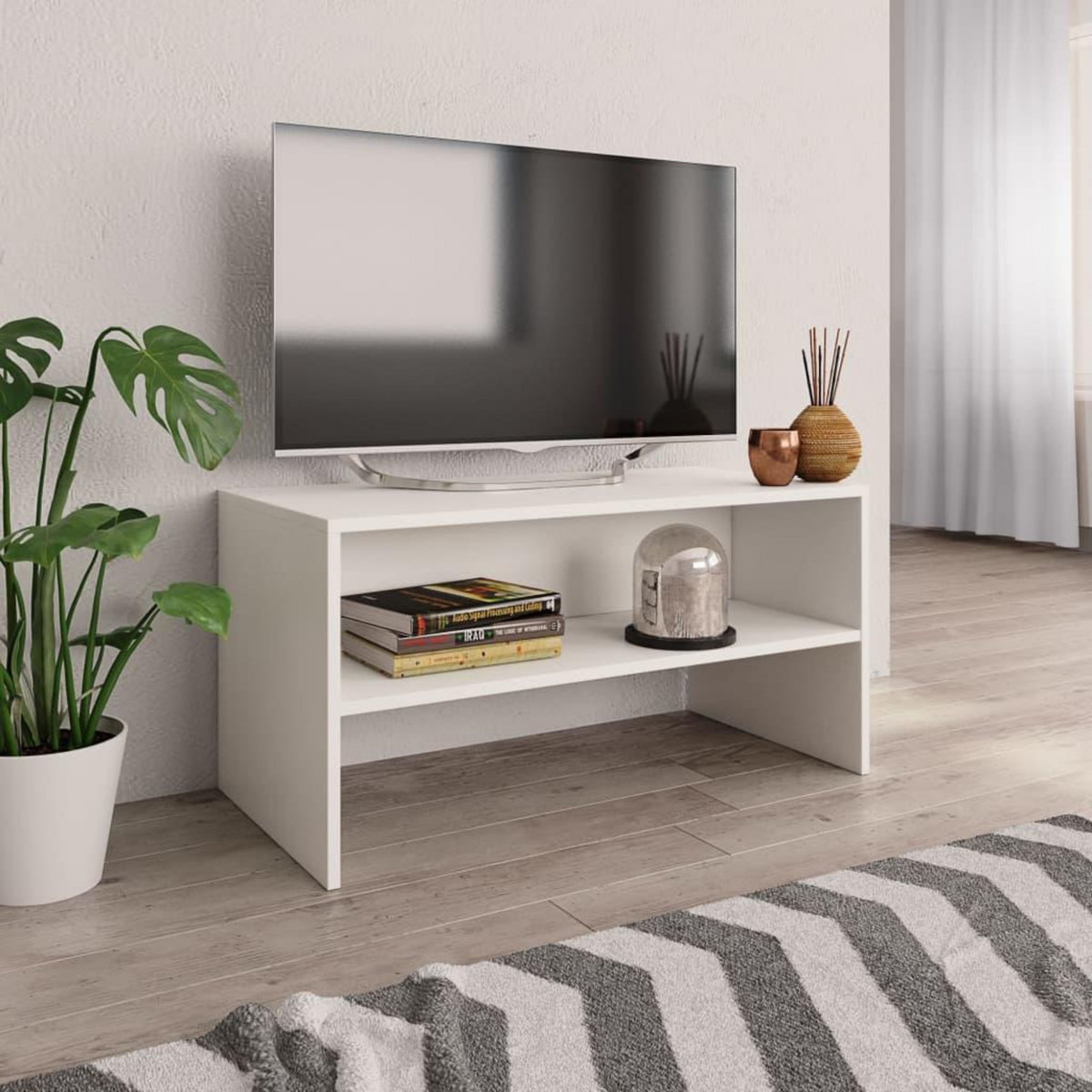 VIDAXL Meuble TV Blanc 80x40x40 cm Bois d'ingenierie