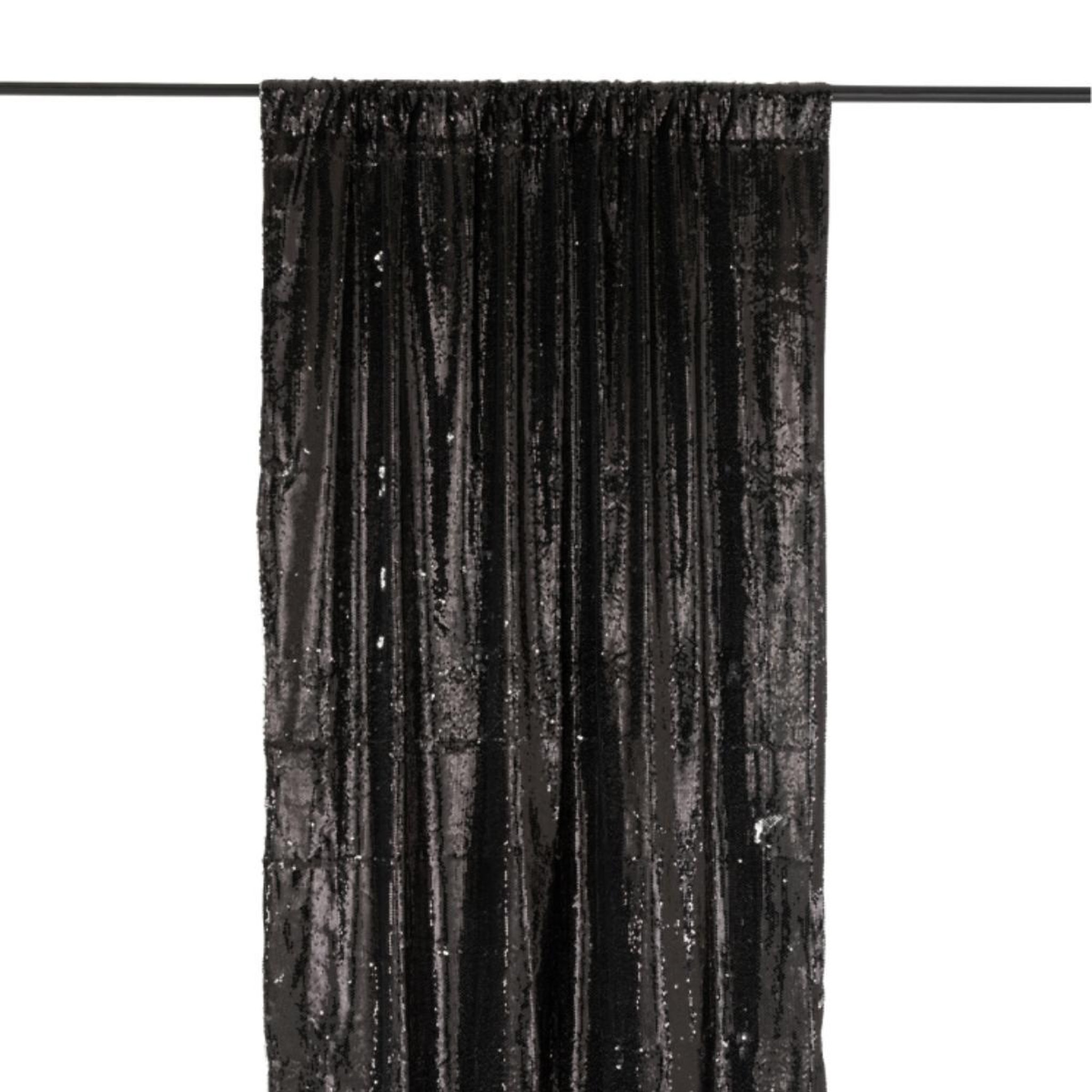Voir la diapositive 2 : J-LINE Rideau à passants  sequin  125x250cm noir & argent