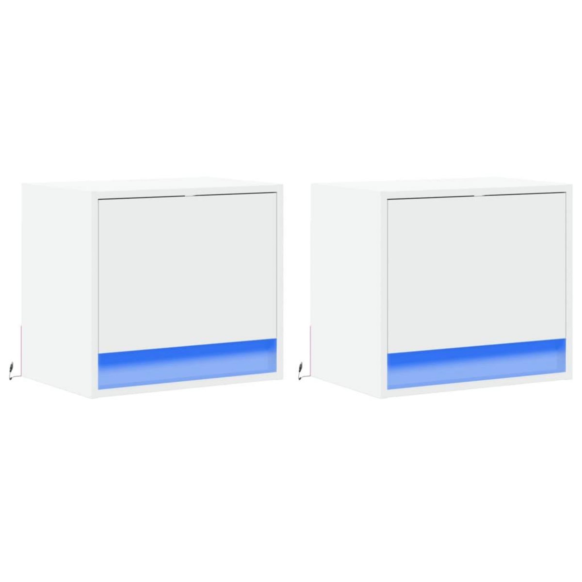 VIDAXL Tables de chevet murales avec lumieres LED 2 pcs blanc