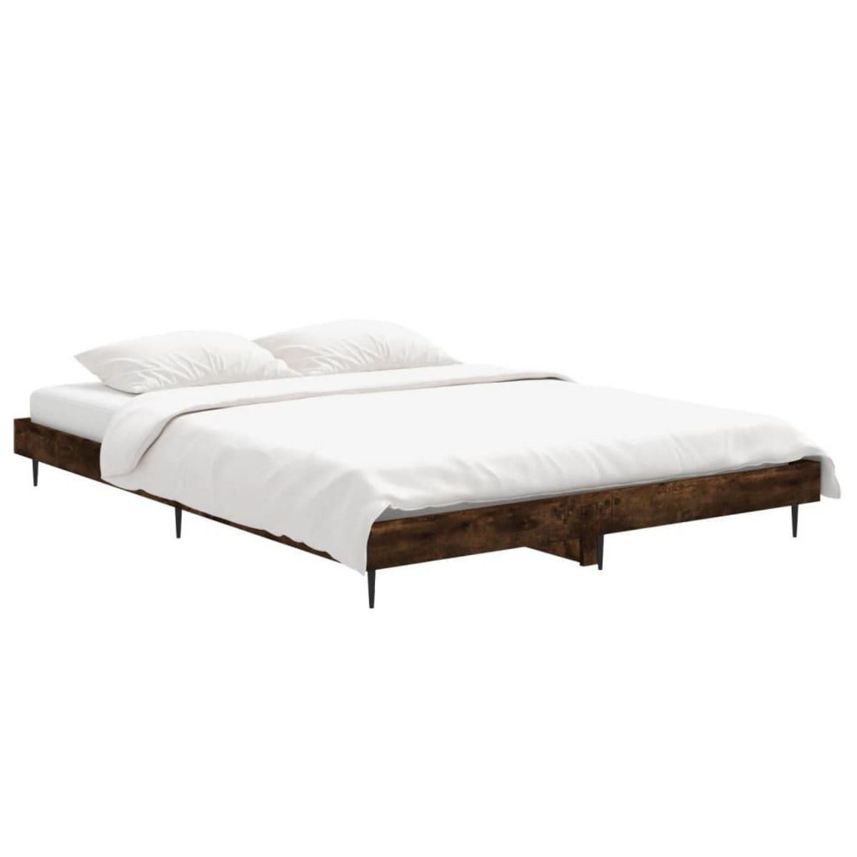 VIDAXL Cadre de lit sans matelas chene fume 140x190 cm bois ingenierie