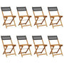 Voir la diapositive 2 : VIDAXL Chaises de jardin pliantes lot de 8 noir poly rotin bois massif