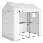 OUTSUNNY Serre de jardin 2,8 m² porte zippée 2 fenêtres acier PE blanc