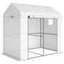 Voir la diapositive 1 : OUTSUNNY Serre de jardin 2,8 m² porte zippée 2 fenêtres acier PE blanc