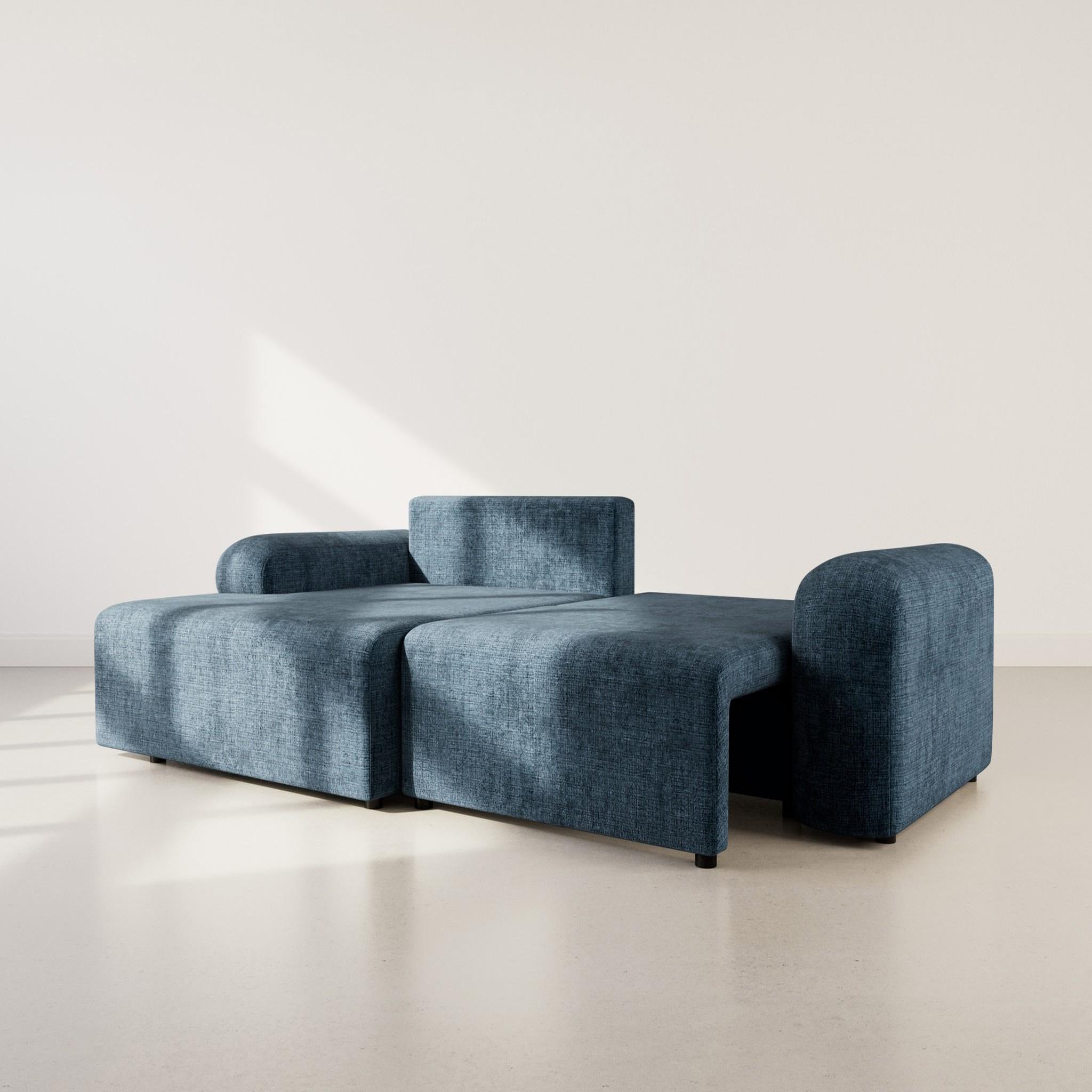 Voir la diapositive 2 : BEST MOBILIER Rebecca - canapé d'angle gauche 4 places convertible avec coffre en velours texturé