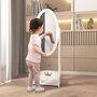 HOMCOM Miroir à pied inclinaison réglable - miroir enfant - design couronne - étagère de rangement - dim. 40L x 30l x 104H cm - MDF blanc