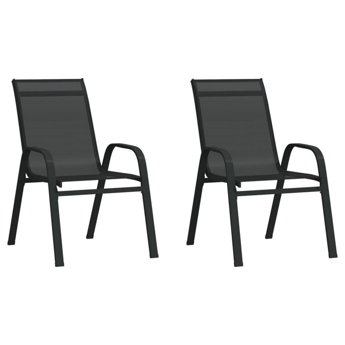 VIDAXL Chaises empilables de jardin lot de 2 Noir Tissu textilene
