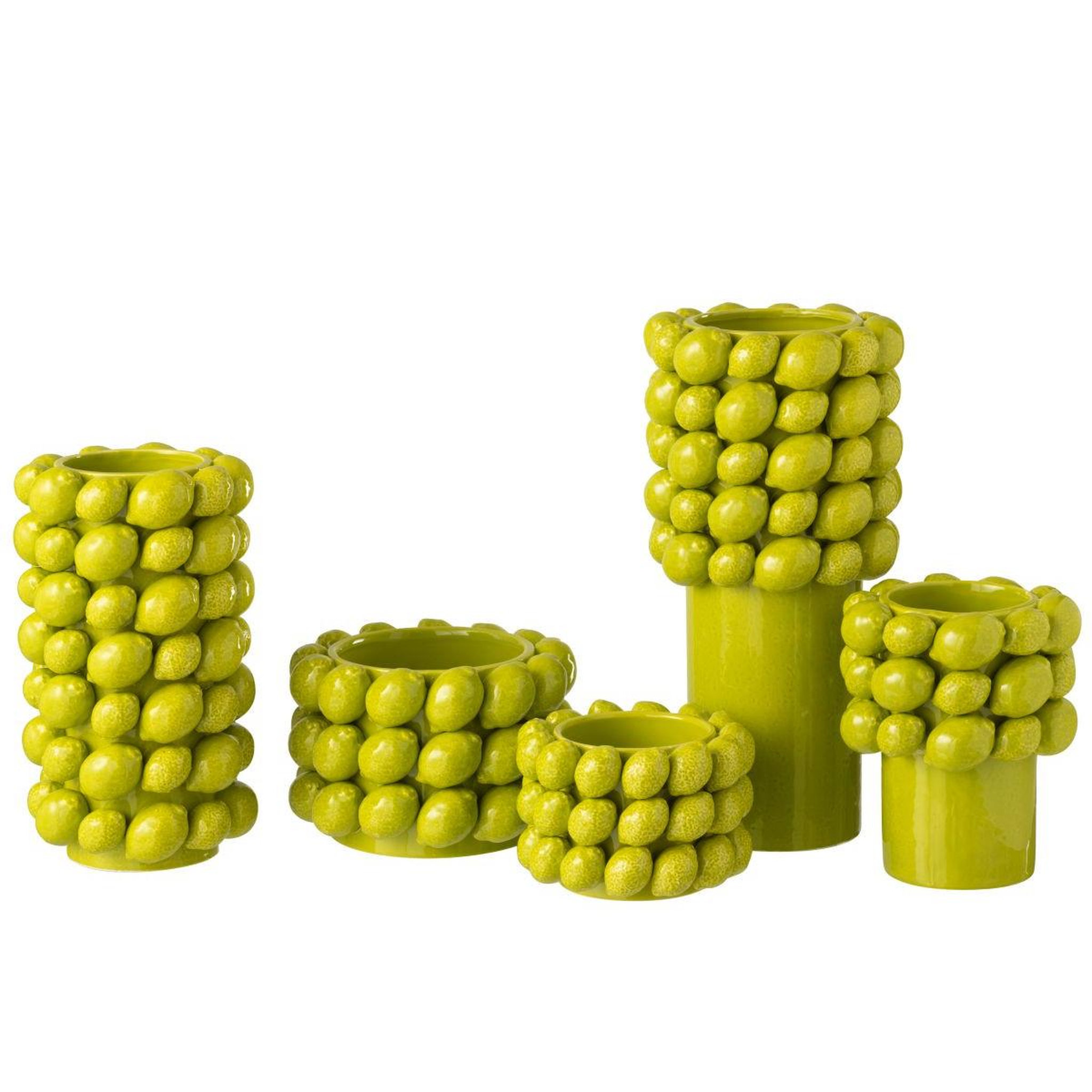 Voir la diapositive 2 : J-LINE Vase déco en céramique  citron  34cm vert