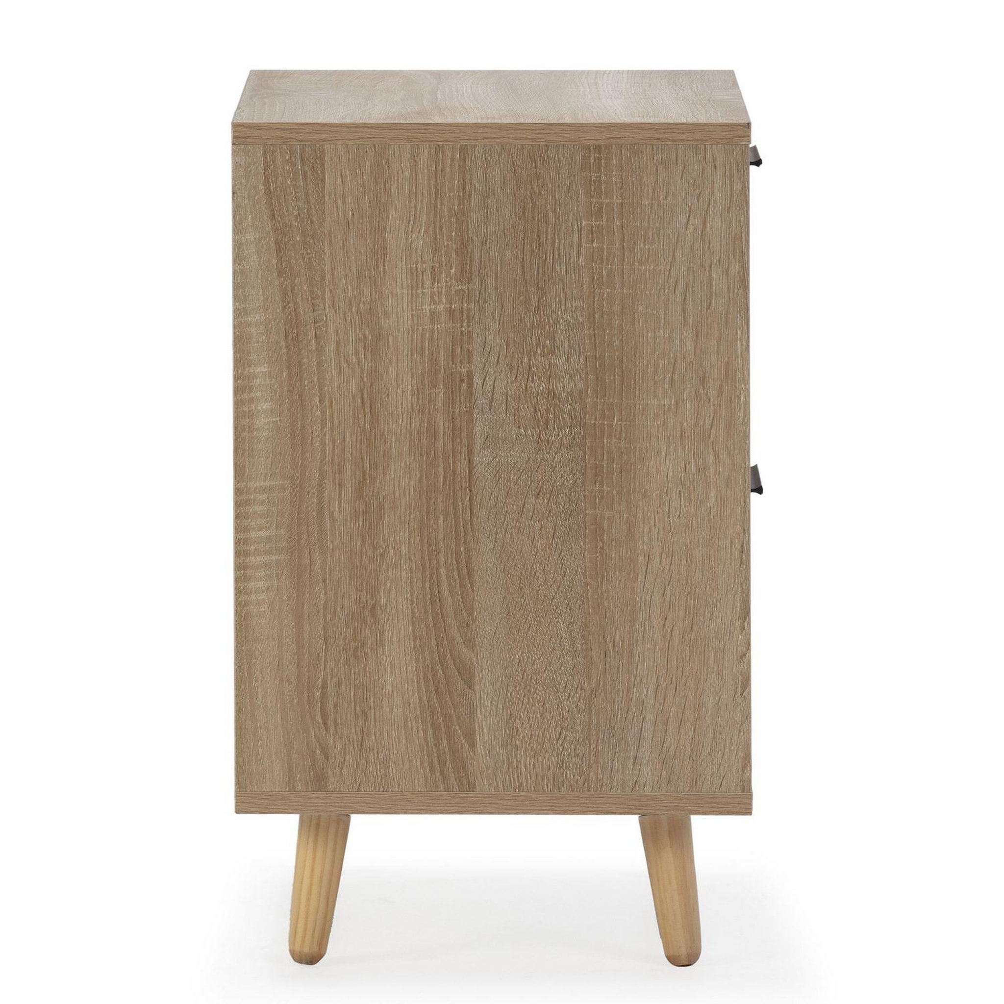Voir la diapositive 3 : VS VENTA-STOCK Table de chevet Dalia 2 tiroirs couleur chêne, 40 x 34 x 57 cm