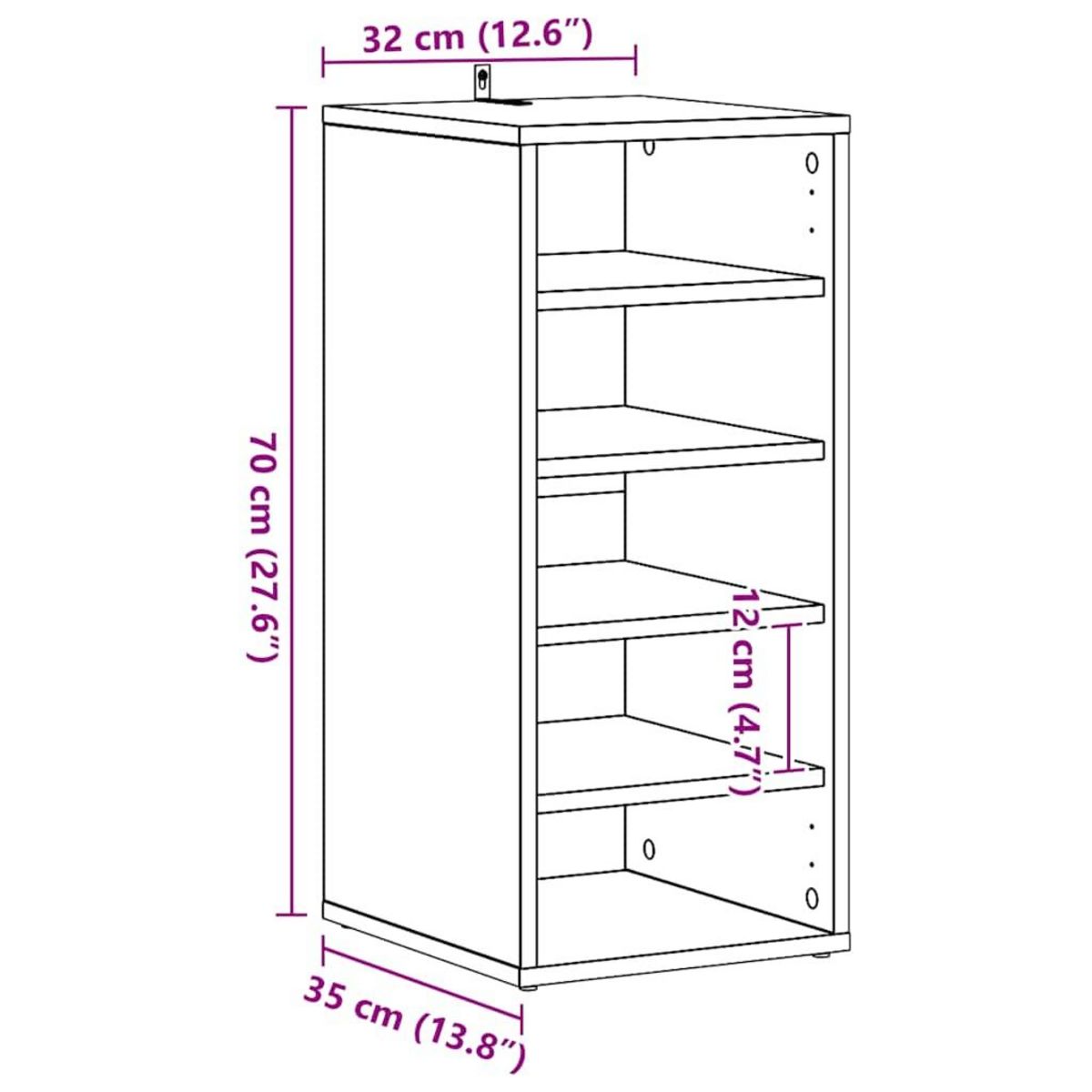 VIDAXL Armoire a chaussures Noir 31,5x35x70 cm Agglomere