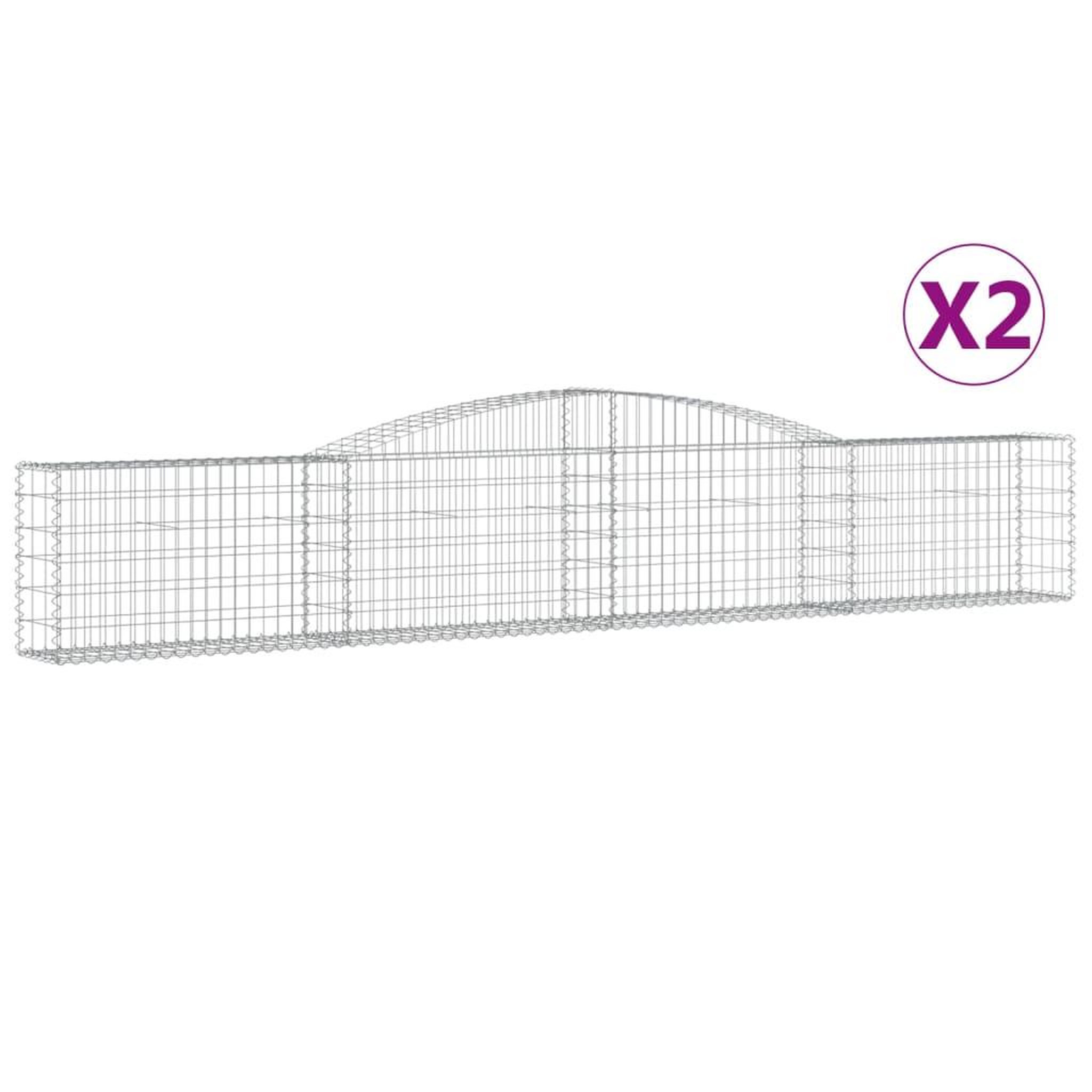 Voir la diapositive 2 : VIDAXL Paniers a gabions arques 2 pcs 400x30x60/80 cm Fer galvanise