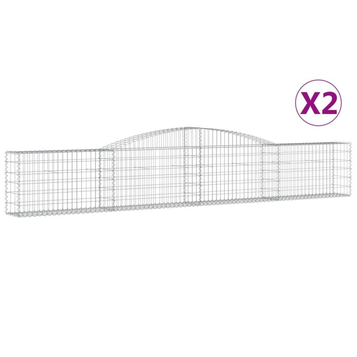 VIDAXL Paniers a gabions arques 2 pcs 400x30x60/80 cm Fer galvanise