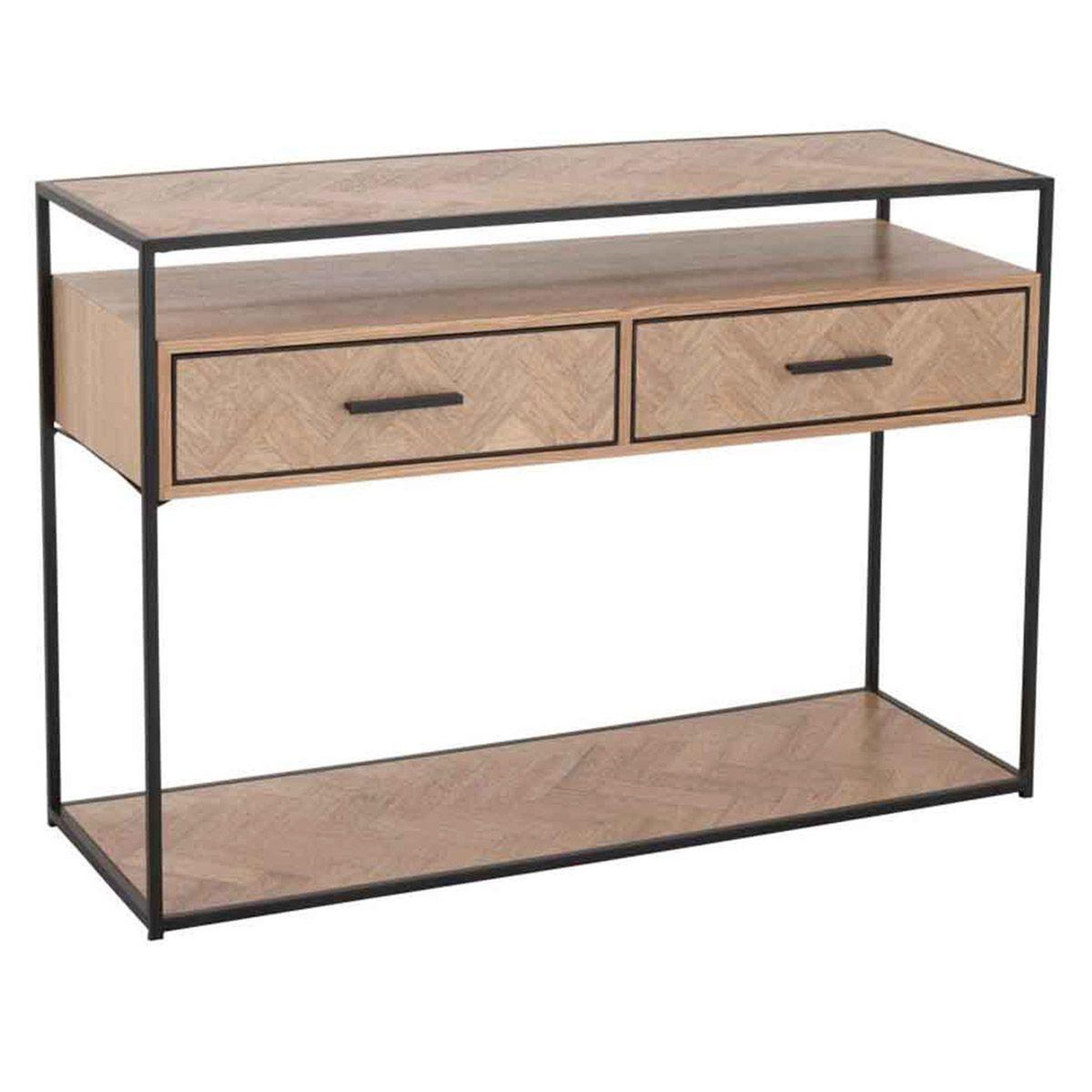 J-LINE Console 2 tiroirs  miraza  120cm naturel & noir