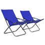 Voir la diapositive 1 : VIDAXL Chaises pliables de plage lot de 2 Tissu Bleu