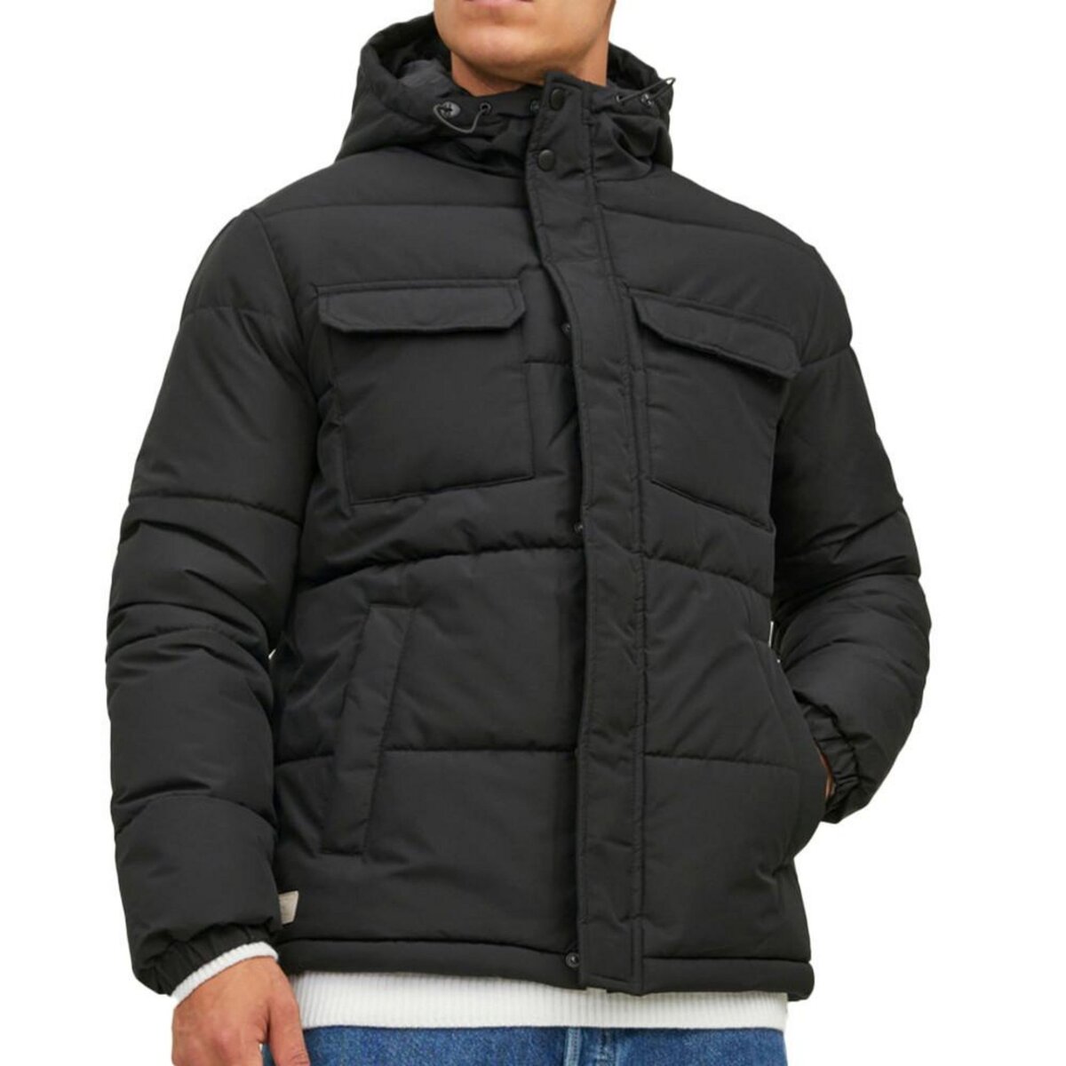 Blouson noir shop homme pas cher