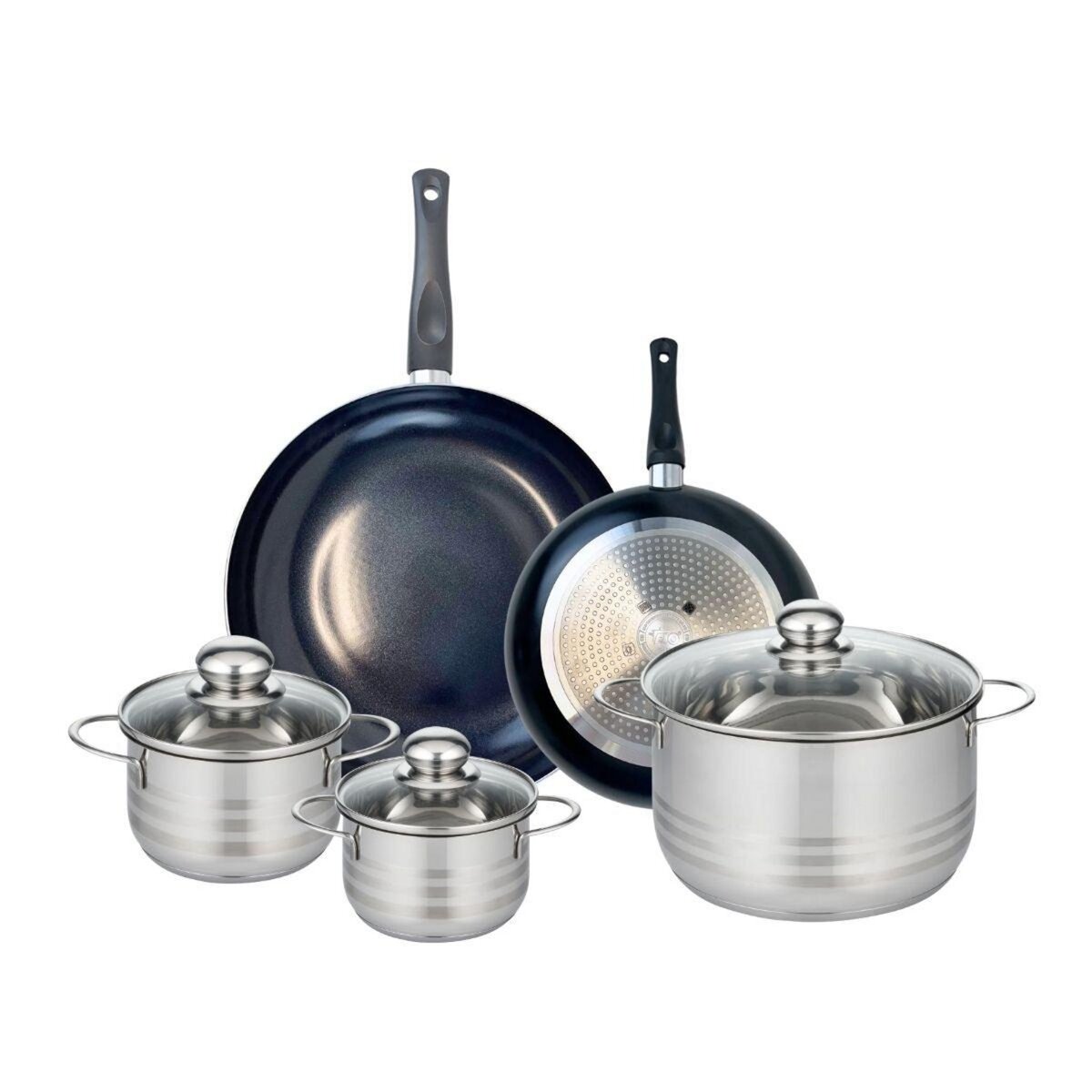 ELO Ensemble de 2 Poêles de cuisson 24 et 32 cm et 3 faitouts 14, 16 et 24 cm Elo Prima Brillant