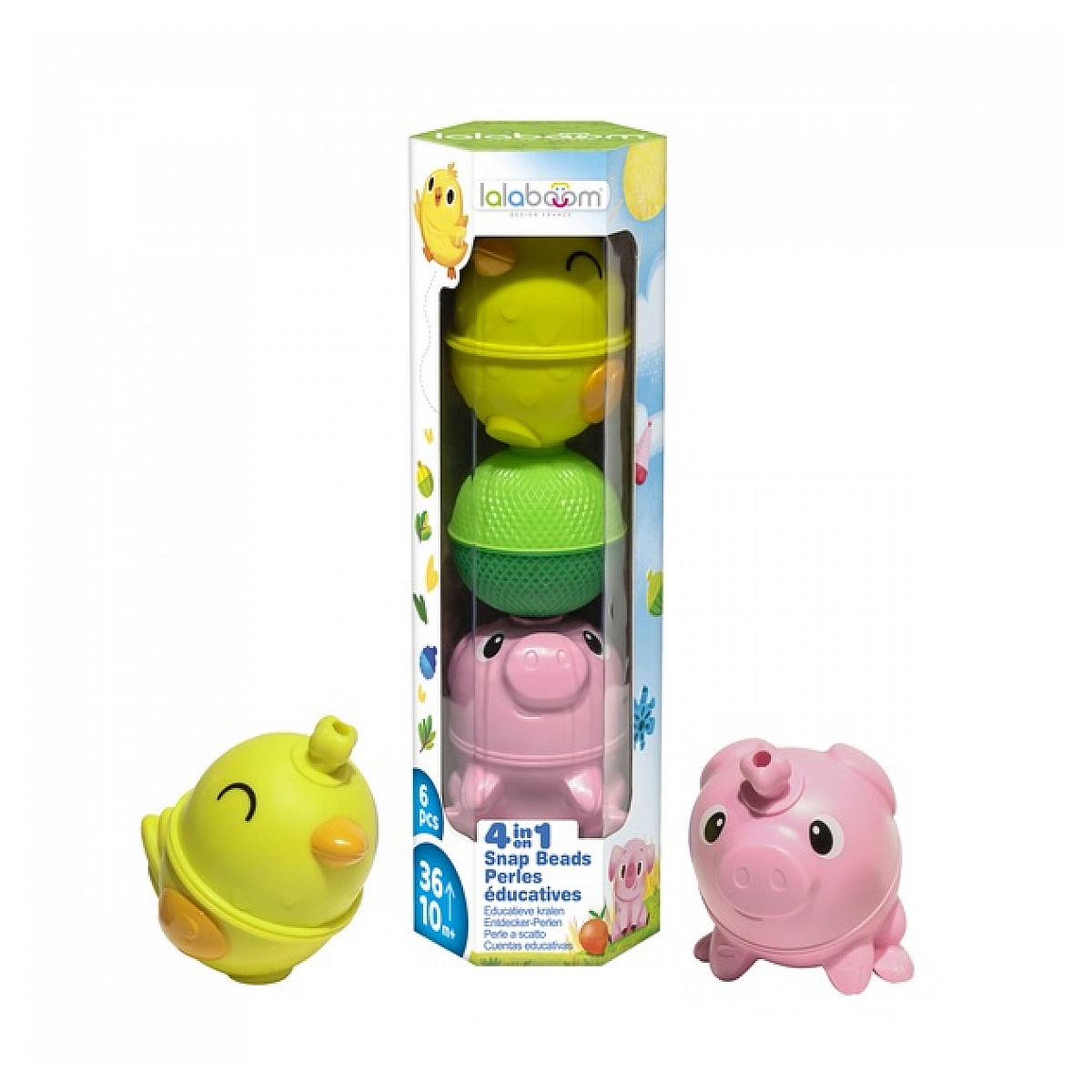 LALABOOM Tube de perles educatives poussin animaux de la ferme BL312