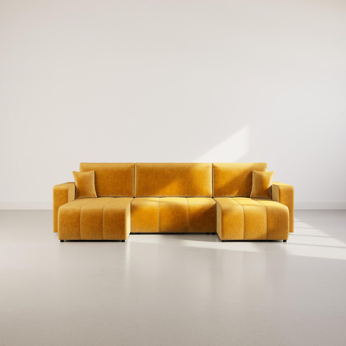 BEST MOBILIER Nicole - canapé panoramique en u 7 places convertible avec coffre en tissu