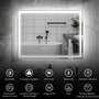 Voir la diapositive 4 : HOMCOM Miroir lumineux LED salle de bain 80 x 60 cm bluetooth interrupteur tactile lumière réglable 3 couleurs fonction anti-buée et mémoire