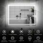 Voir la diapositive 4 : HOMCOM Miroir lumineux LED salle de bain 80 x 60 cm bluetooth interrupteur tactile lumière réglable 3 couleurs fonction anti-buée et mémoire