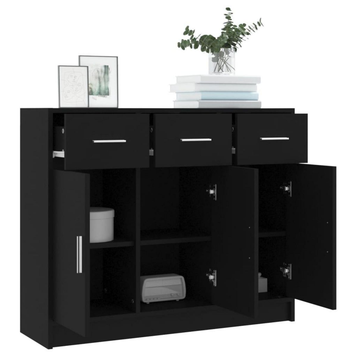 VIDAXL Buffet noir 91x28x75 cm bois d'ingenierie