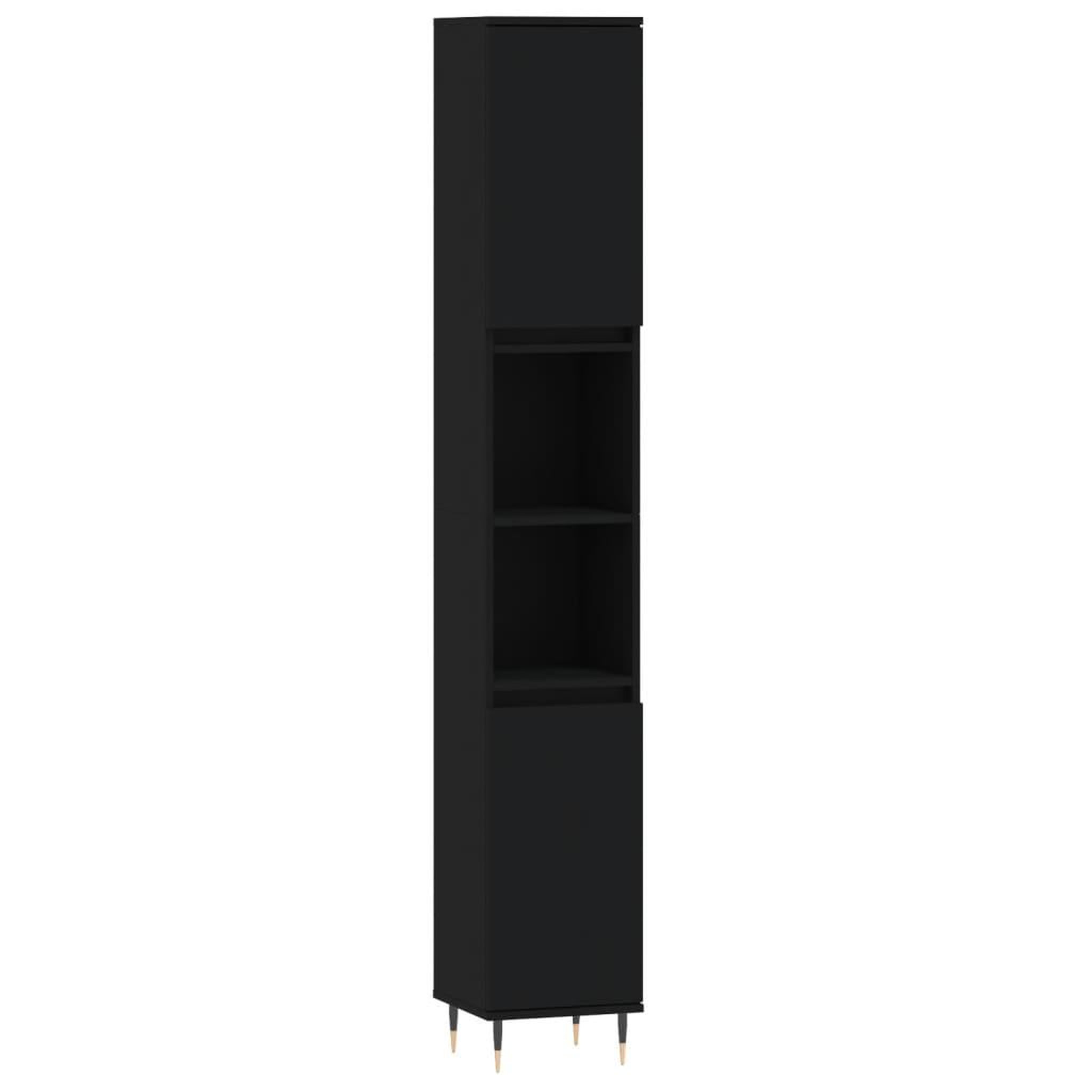 Voir la diapositive 2 : VIDAXL Armoire de salle de bain noir 30x30x190 cm bois d'ingenierie