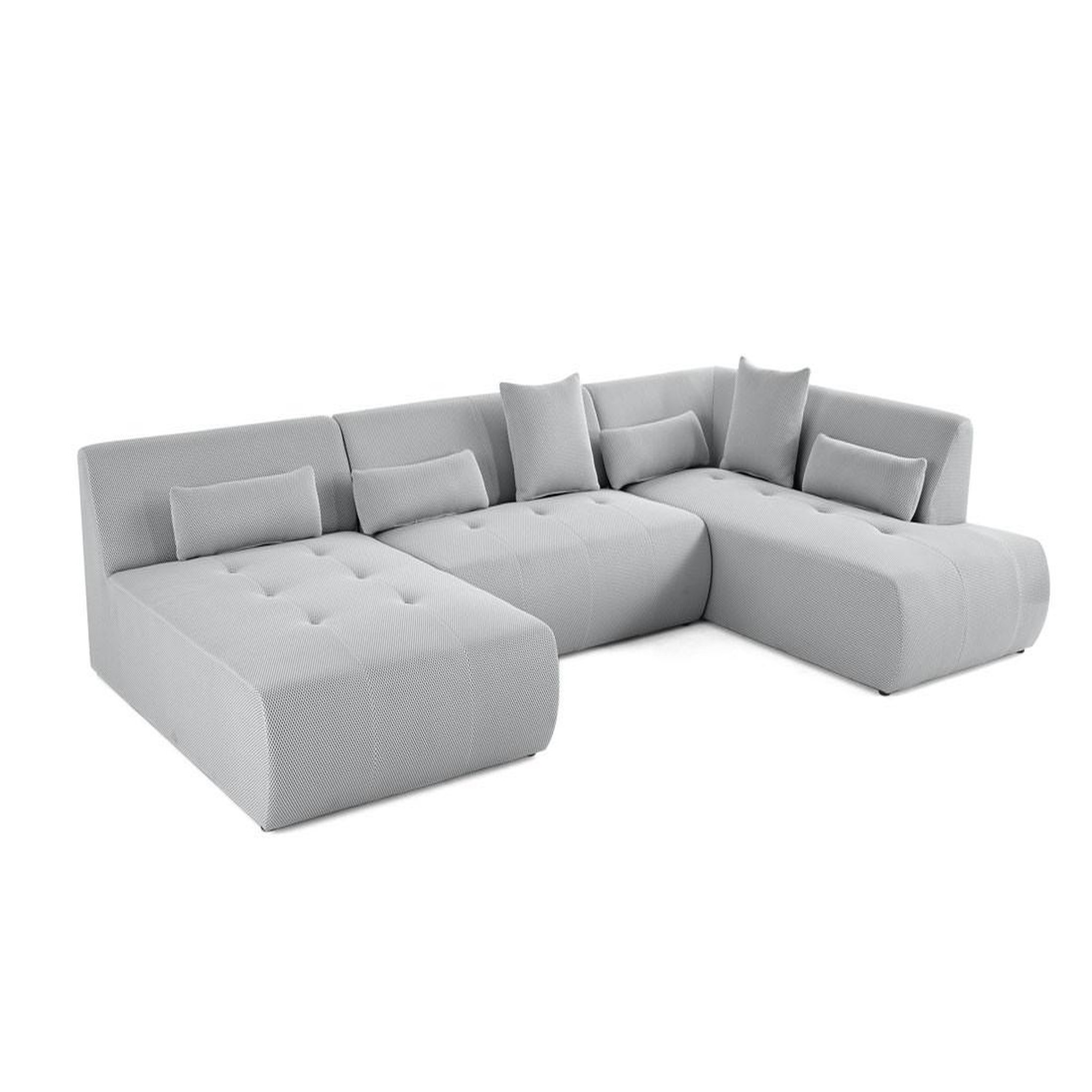 Voir la diapositive 2 : LISA DESIGN Onyx - canapé panoramique modulable d'angle droit - 7 places - en tissu mailles 3d