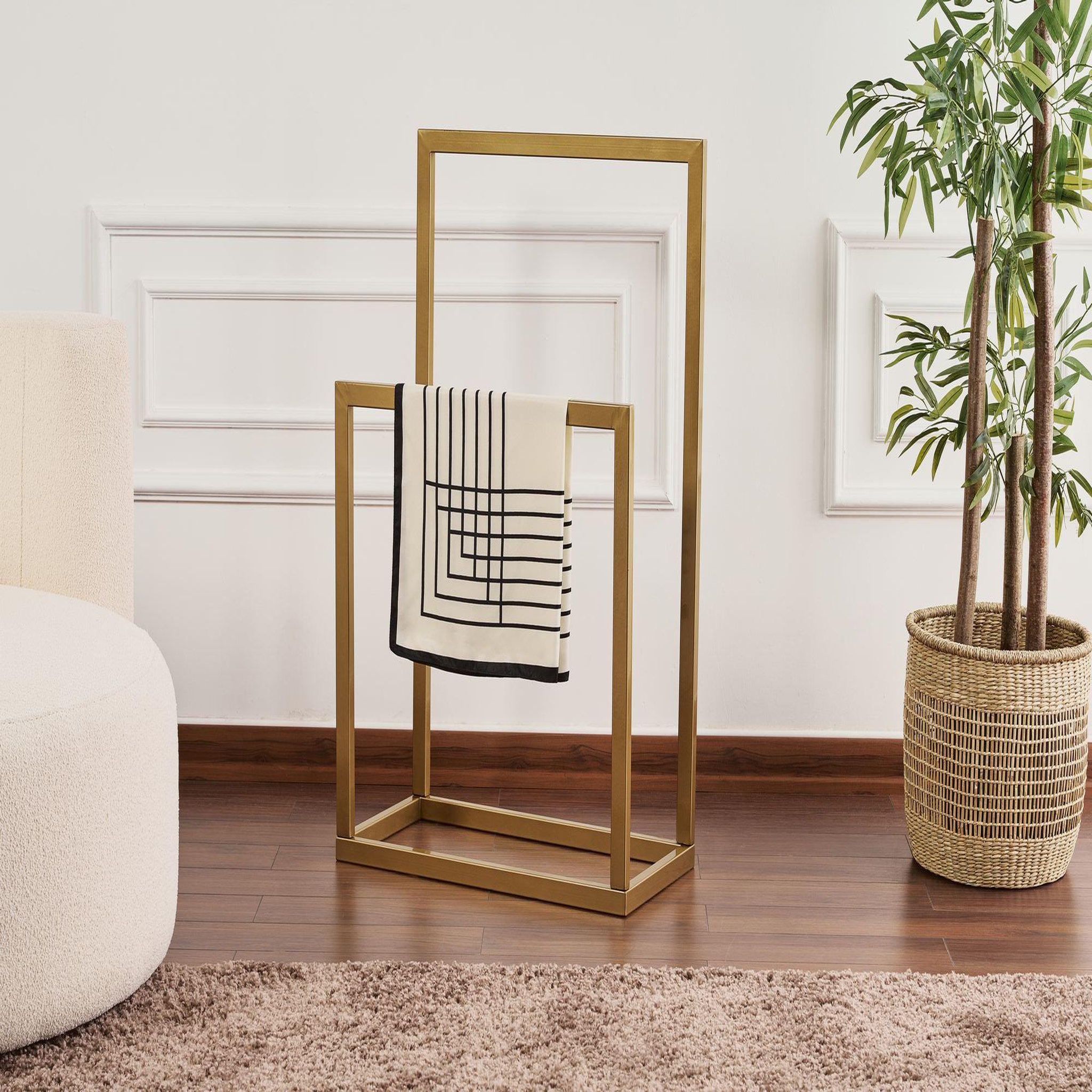 Voir la diapositive 2 : Habitat et Jardin Porte-serviettes en métal  gediz  - 25 x 60 x 90 cm - or