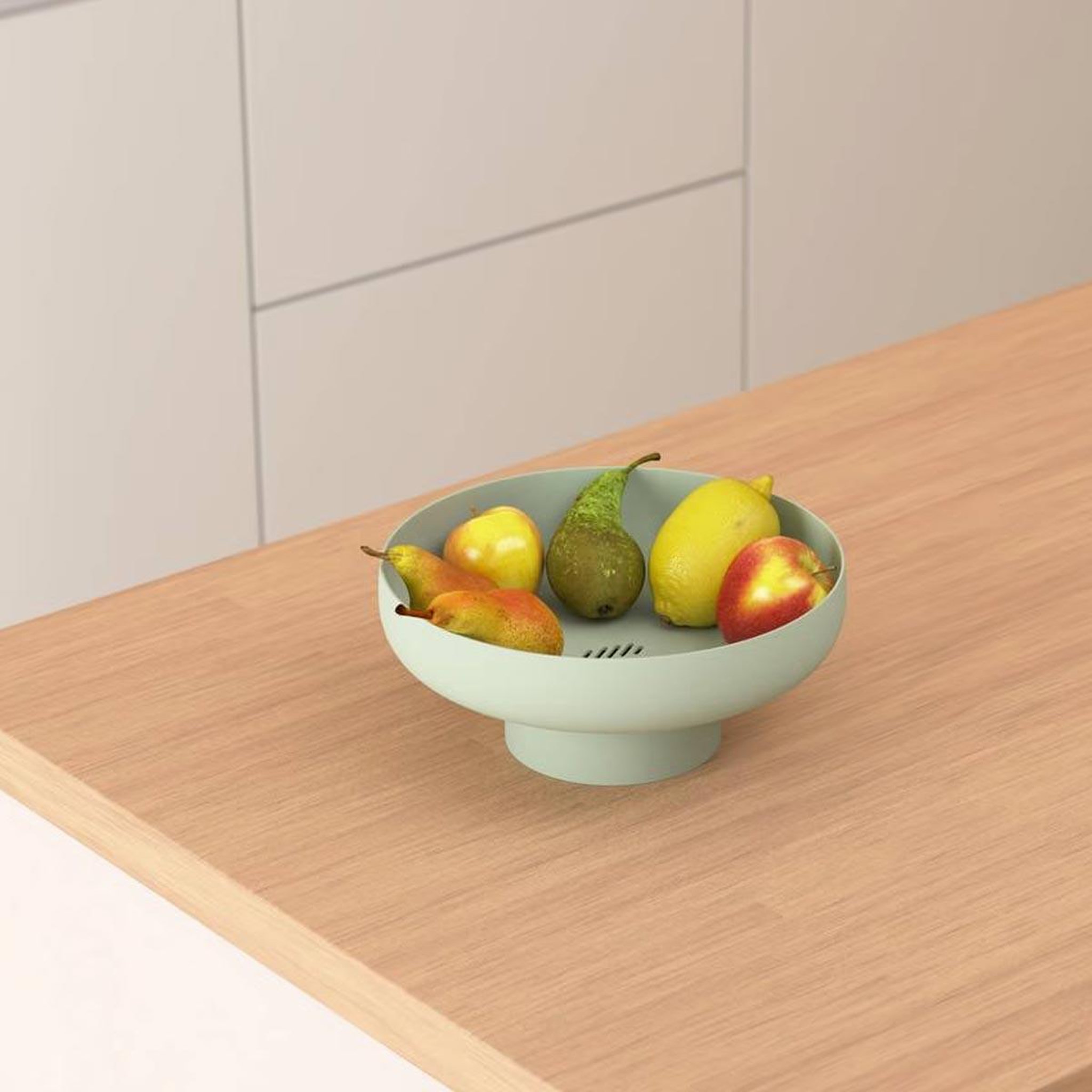 Voir la diapositive 2 : FIVE Corbeille à fruits sur pied  poly  26cm vert
