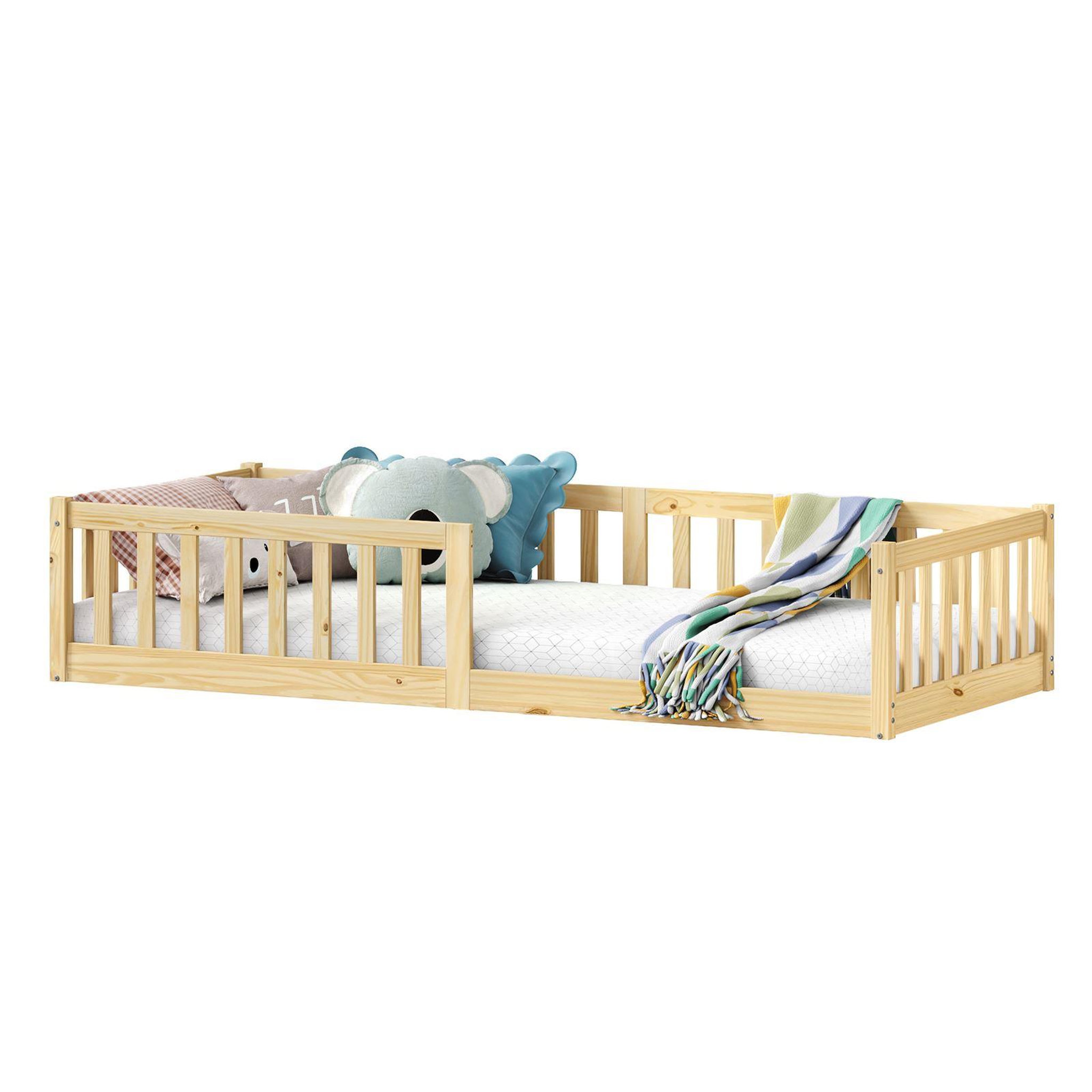 Voir la diapositive 1 : IDIMEX Lit enfant GUSTAVO type Montessori, couchage 90x190 cm, en pin massif