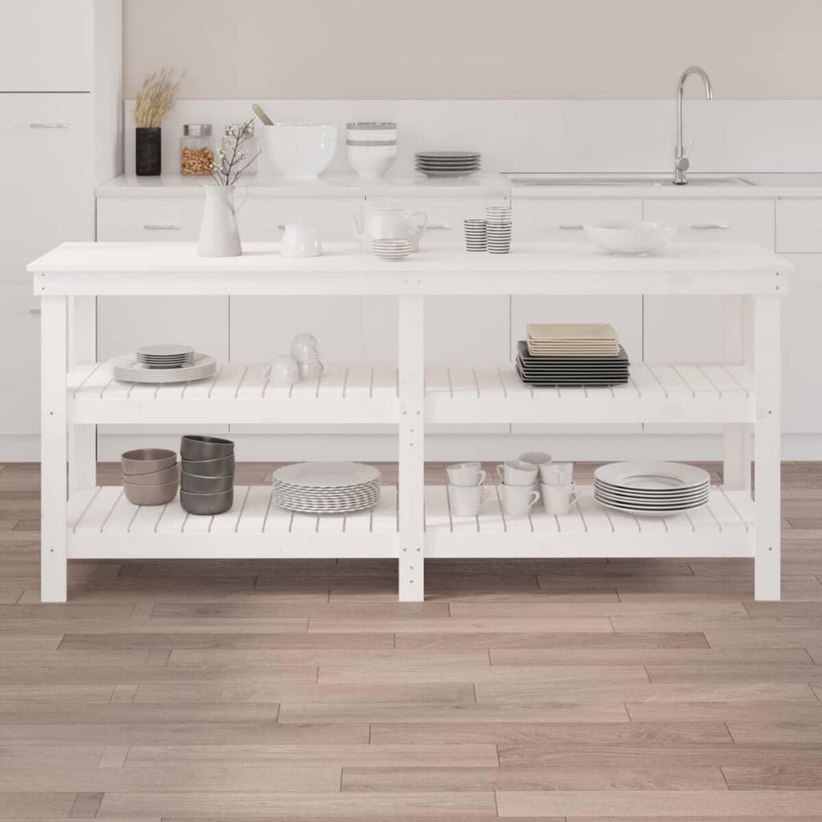 VIDAXL Banc de travail Blanc 181x50x80 cm Bois de pin massif