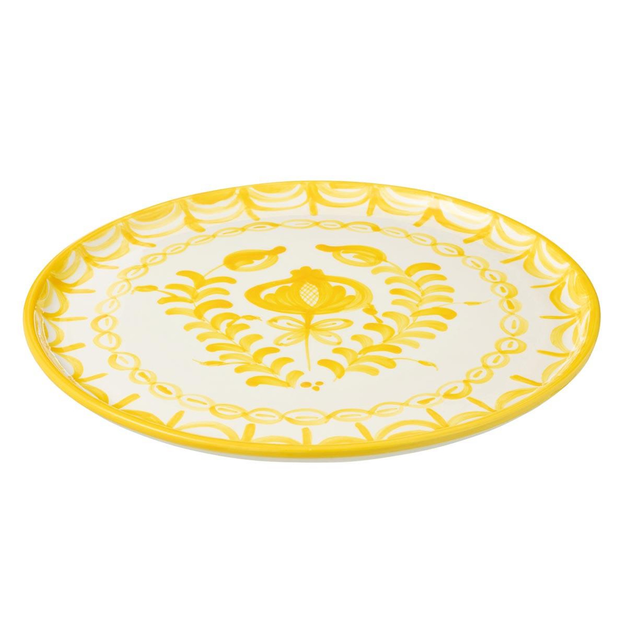 Voir la diapositive 2 : J-LINE Assiette de présentation en céramique  granada  34cm jaune